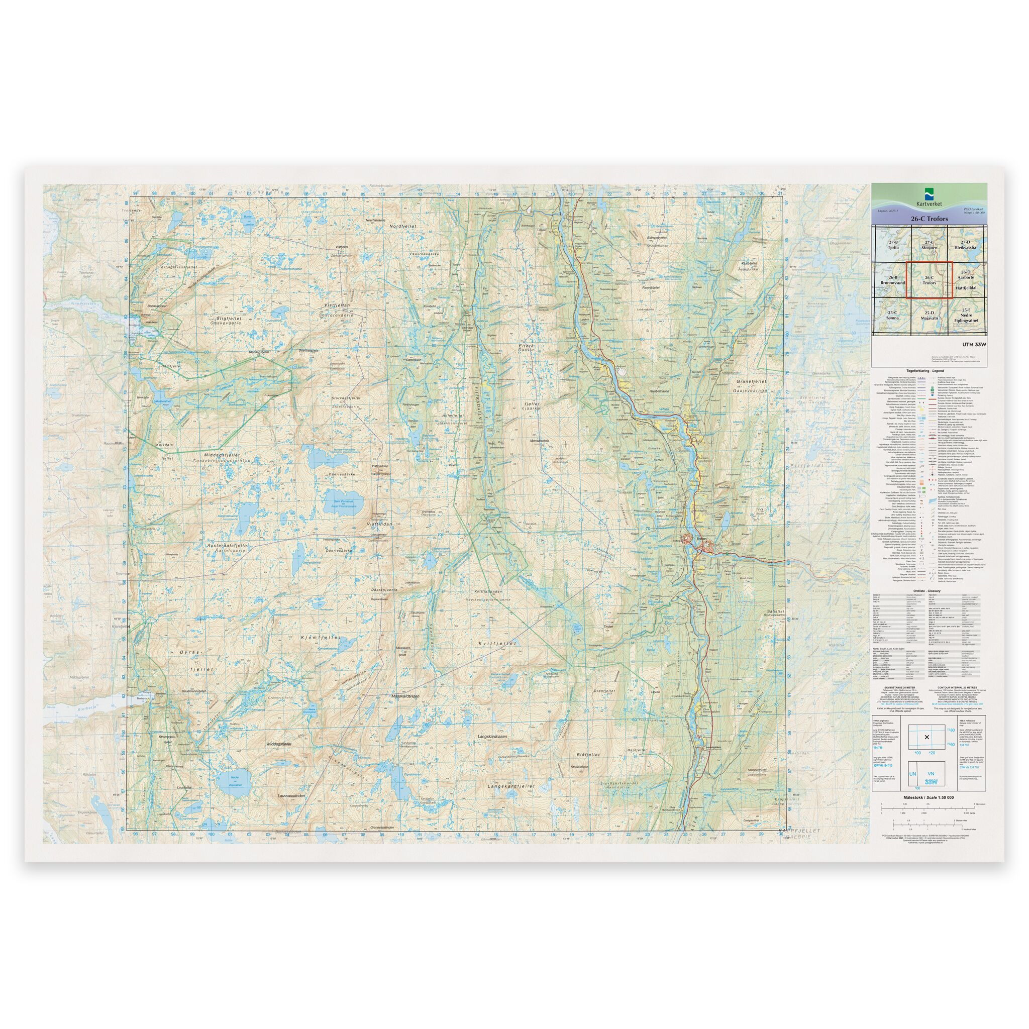 Kartverket - landkart (N50): 26-C Trofors
