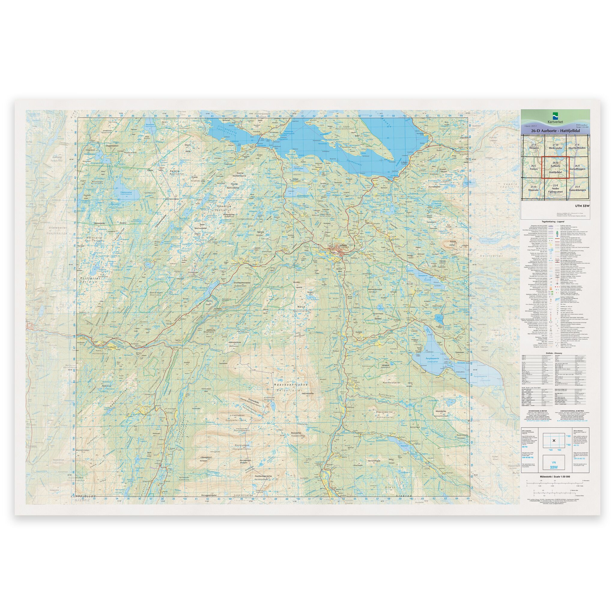 Kartverket - landkart (N50): 26-D Aarborte Hattfjelldal