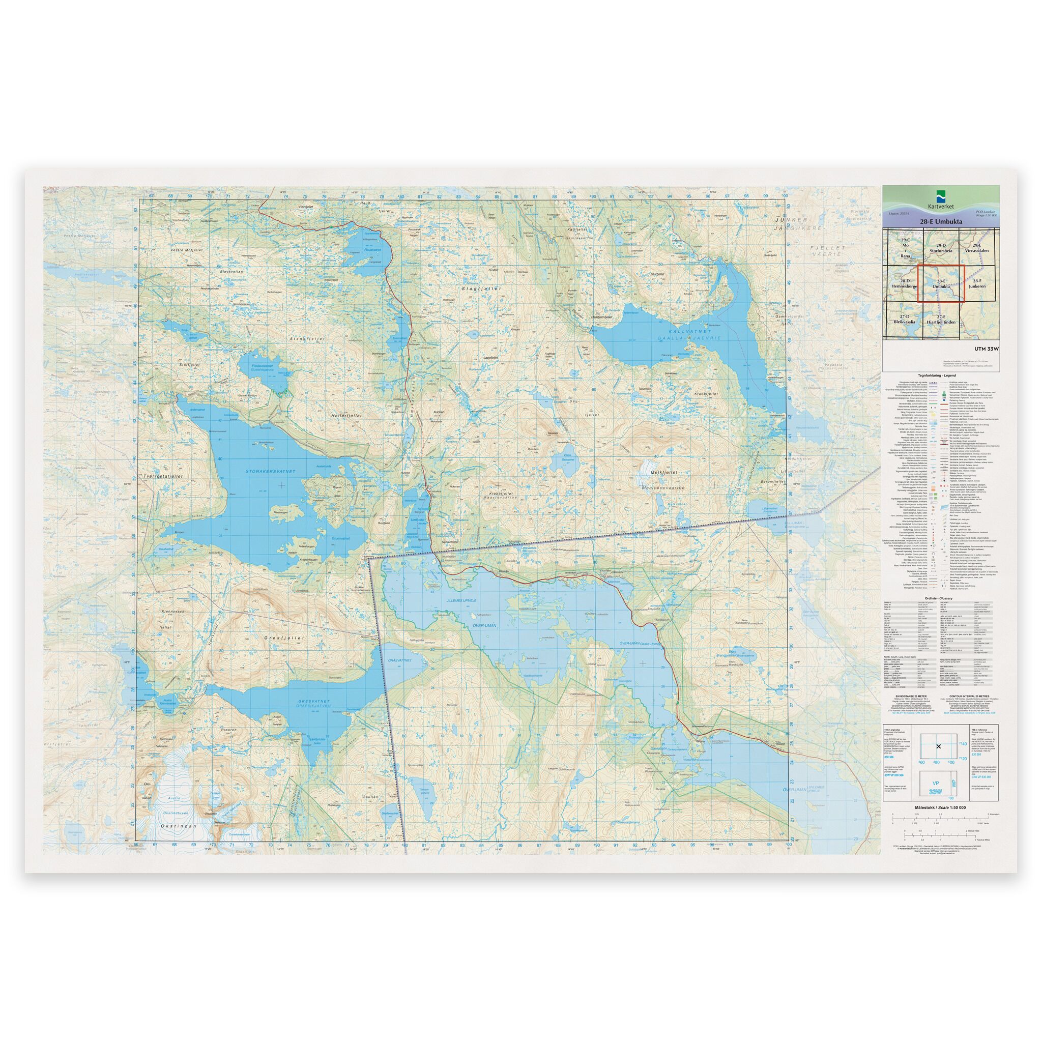 Kartverket - landkart (N50): 28-E Umbukta