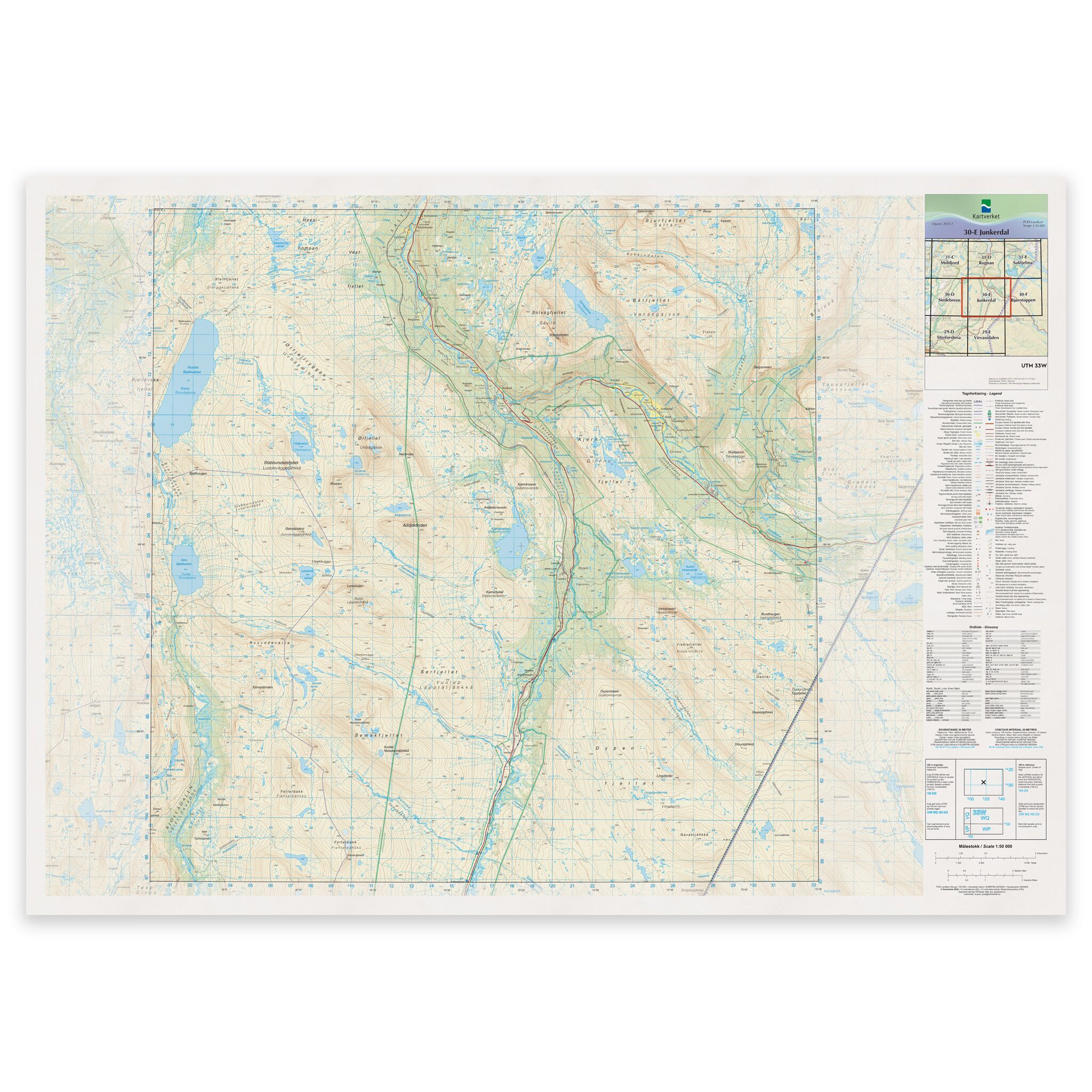 Kartverket - landkart (N50): 30-E Junkerdal