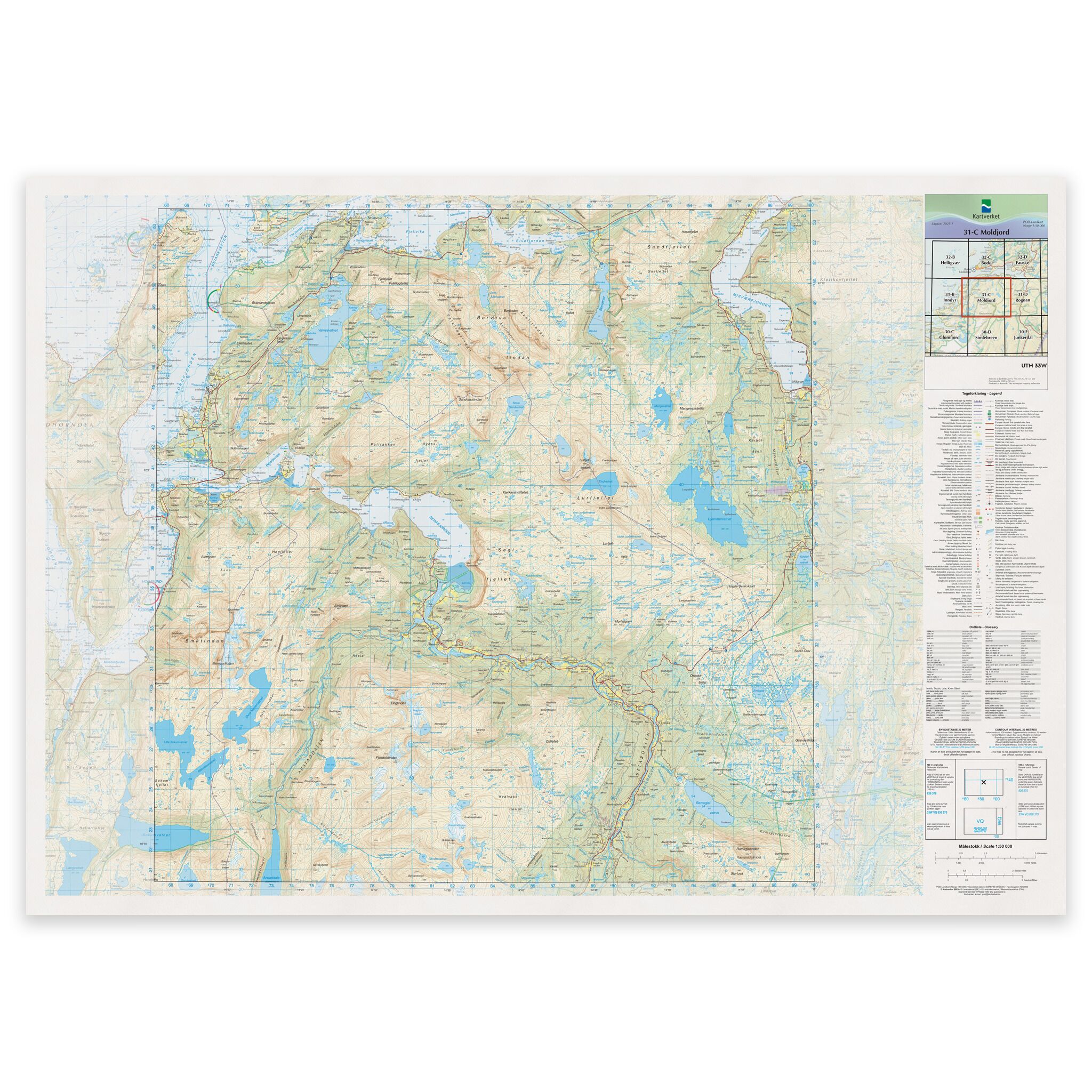 Kartverket - landkart (N50): 31-C Moldjord