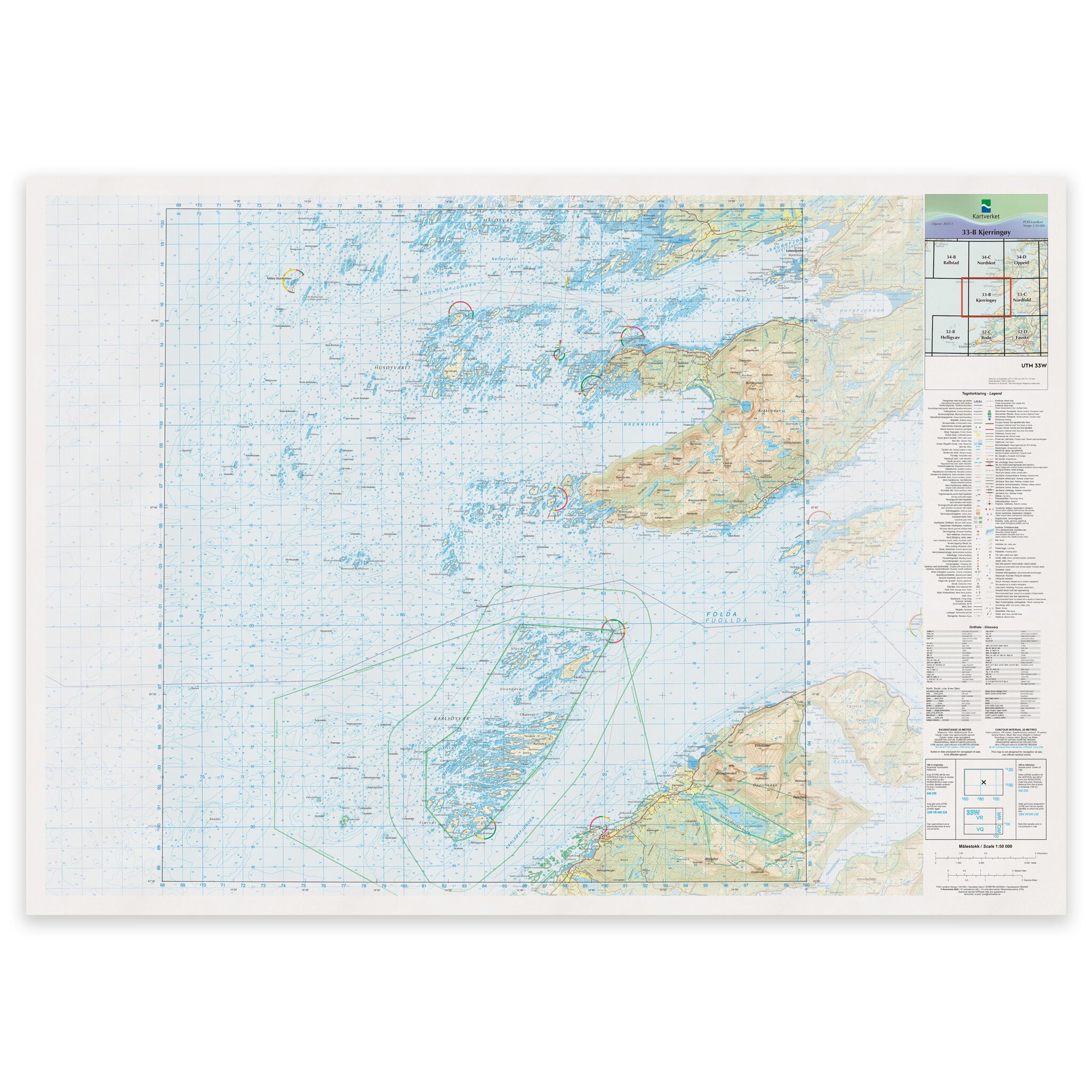 Kartverket - landkart (N50): 33-B Kjerringøy