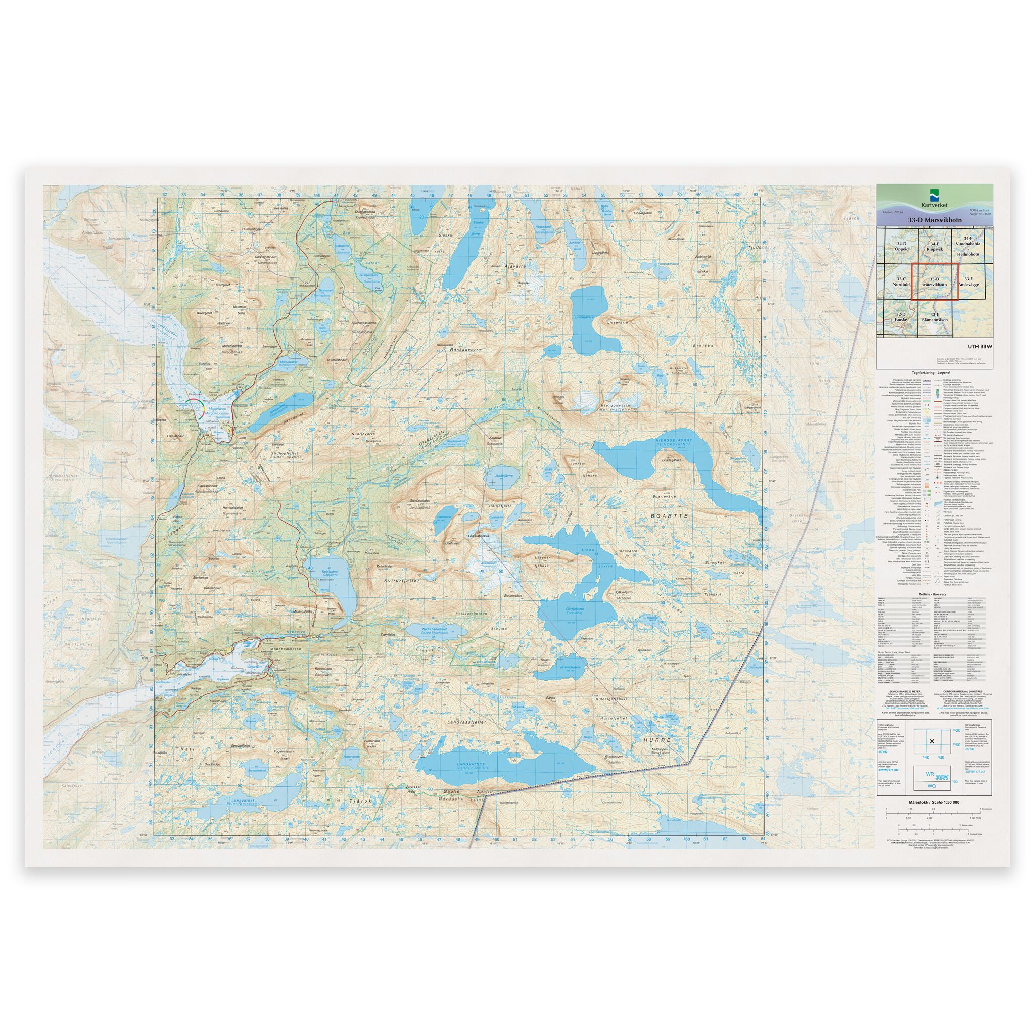Kartverket - landkart (N50): 33-D Mørsvikbotn