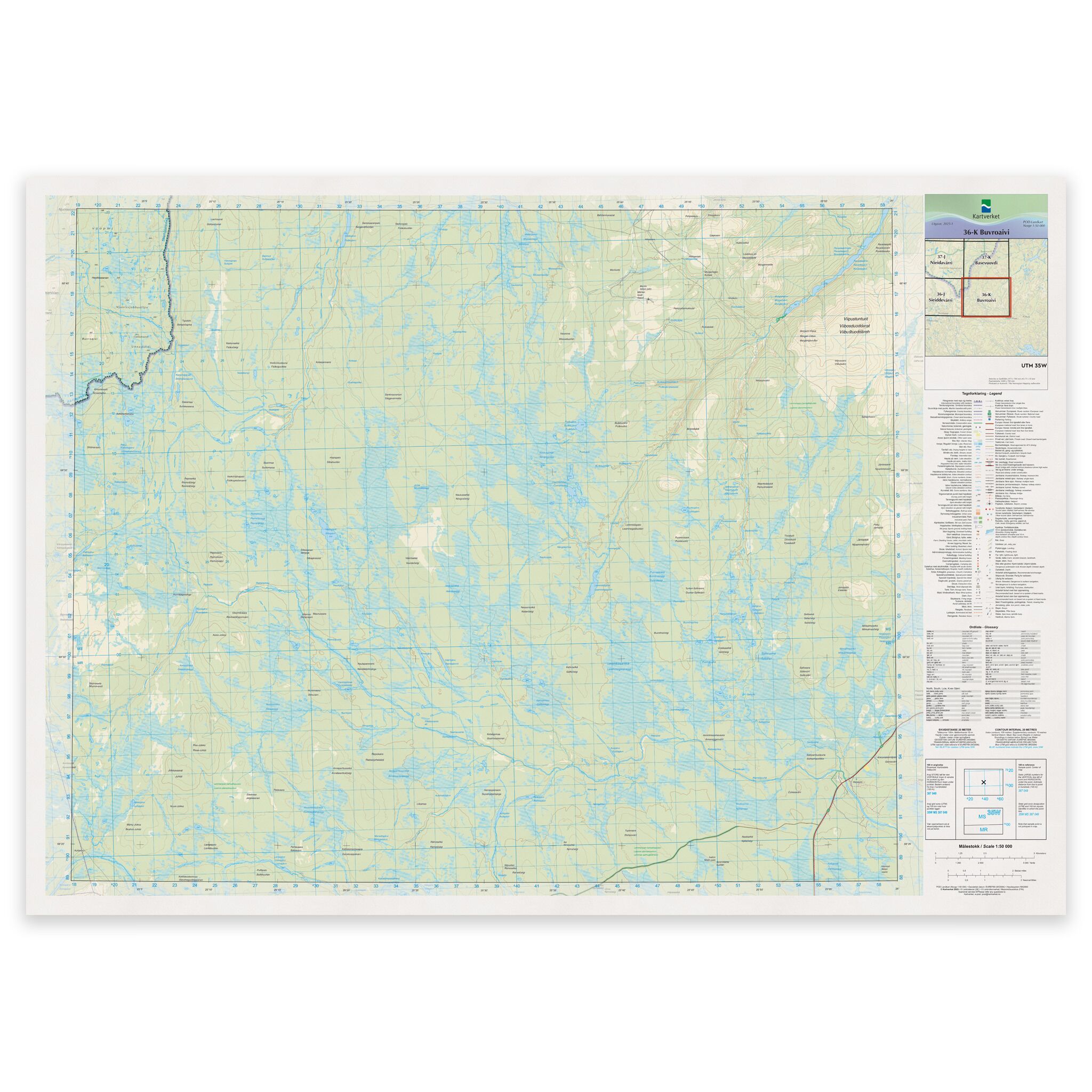 Kartverket - landkart (N50): 36-K Buvroaivi