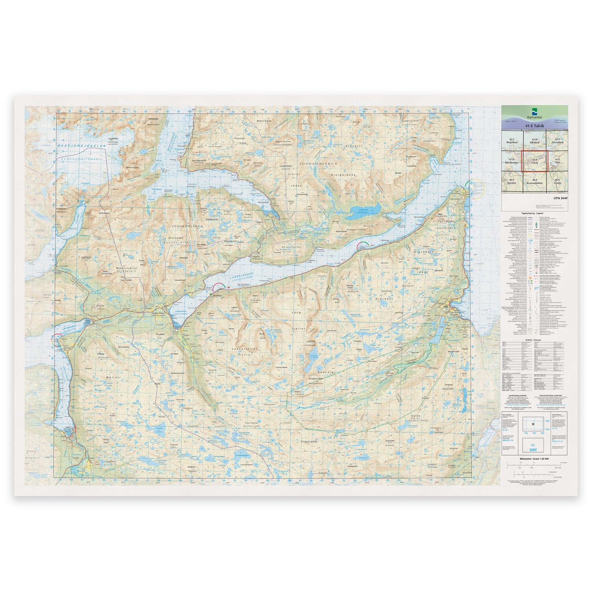 Kartverket - landkart (N50): 41-E Talvik