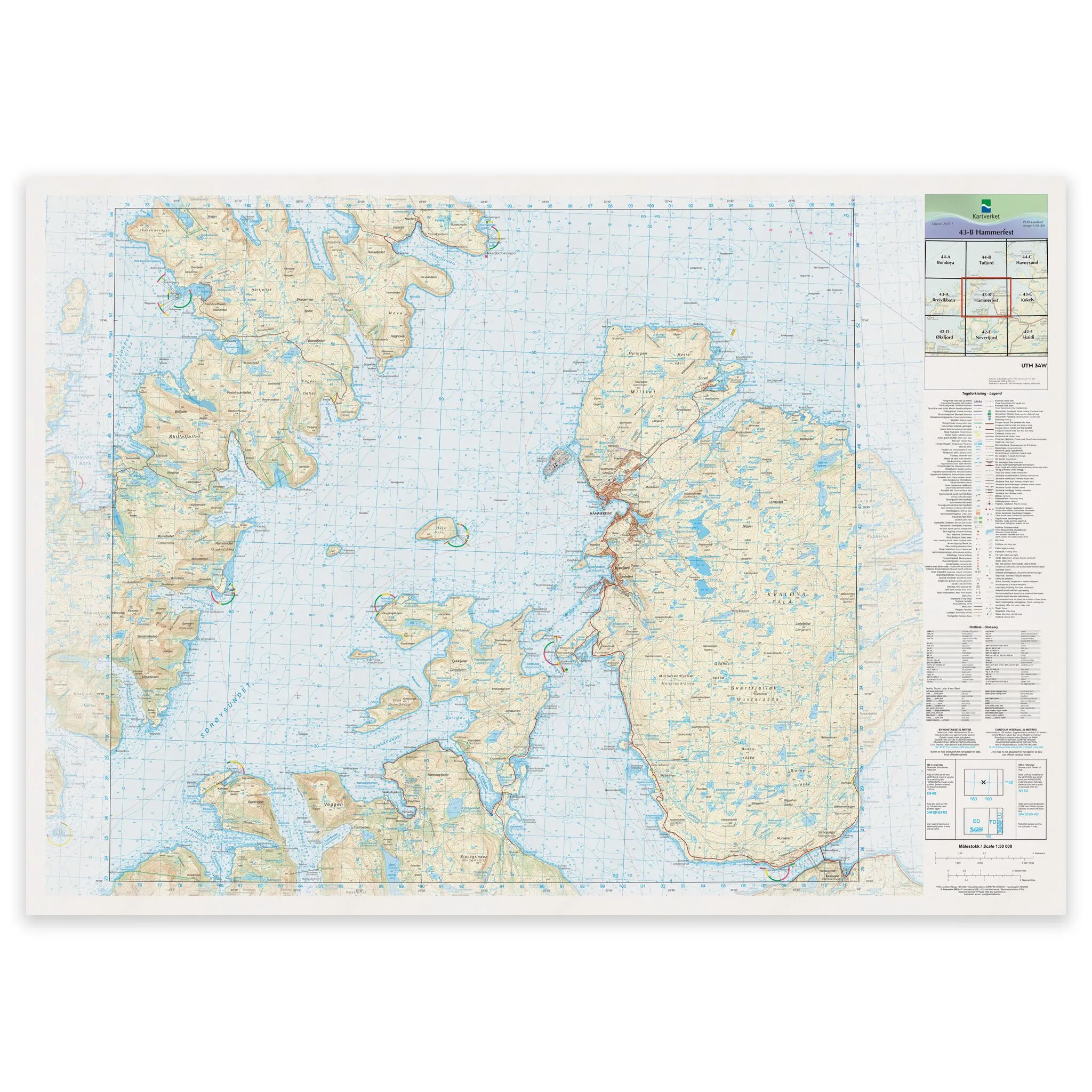 Kartverket - landkart (N50): 43-B Hammerfest
