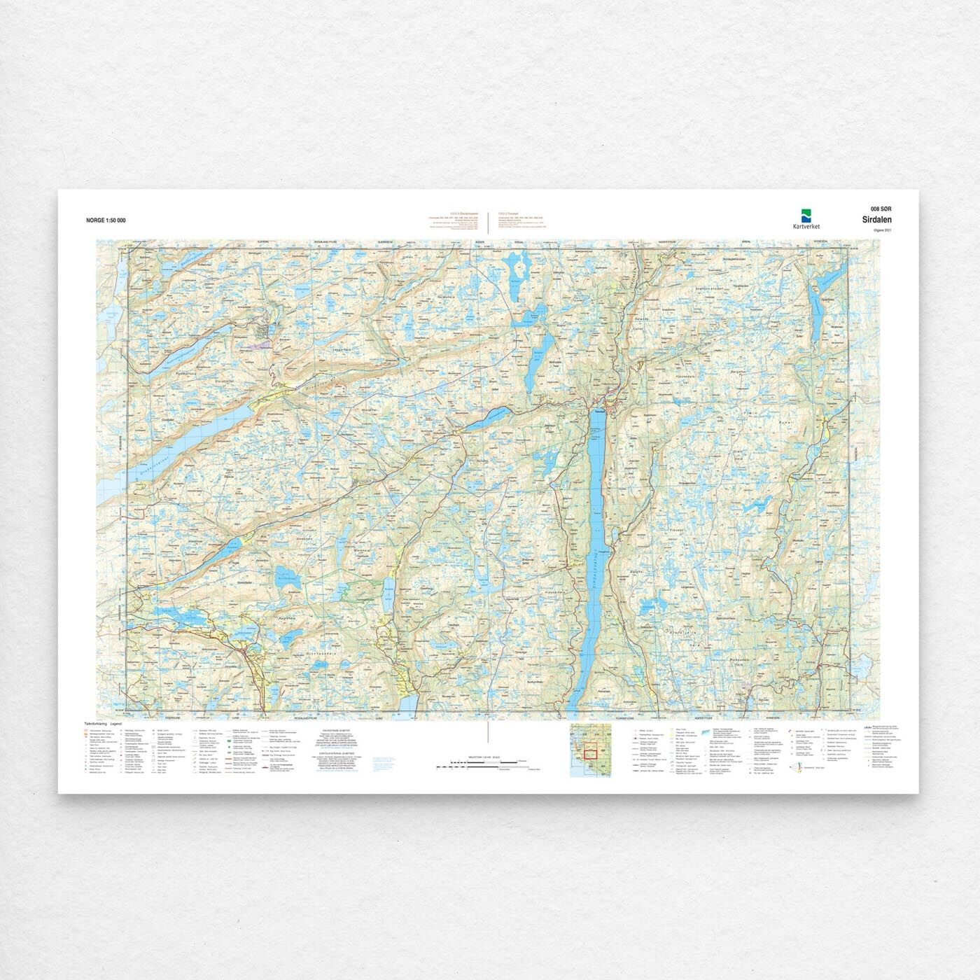 Kartverket - landkart (N50): 008S Sirdalen