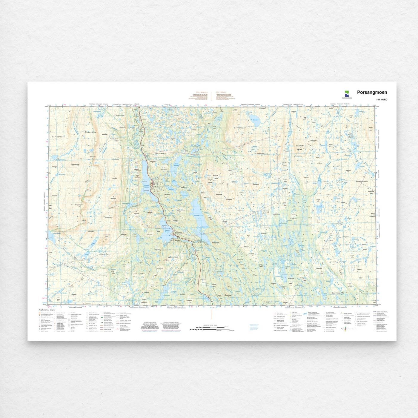 Kartverket - landkart (N50): 187N Porsangmoen