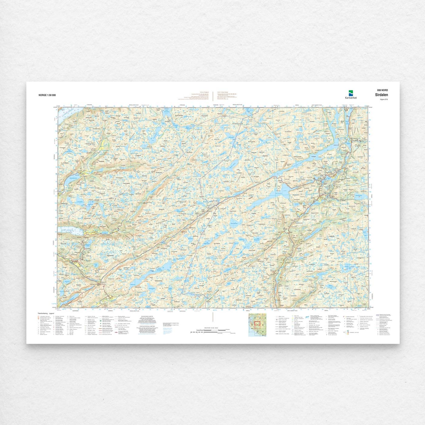 Kartverket - landkart (N50): 008N Sirdalen