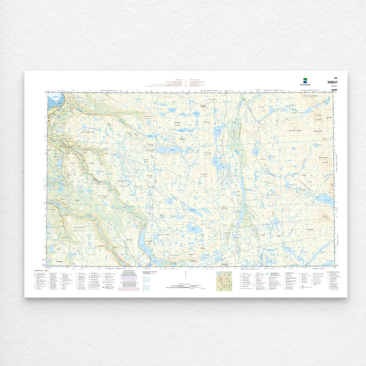 Kartverket - landkart (N50): 186N Lesjávri