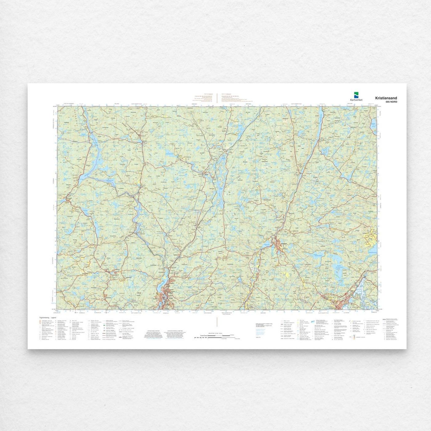 Kartverket - landkart (N50): 005N Kristiansand
