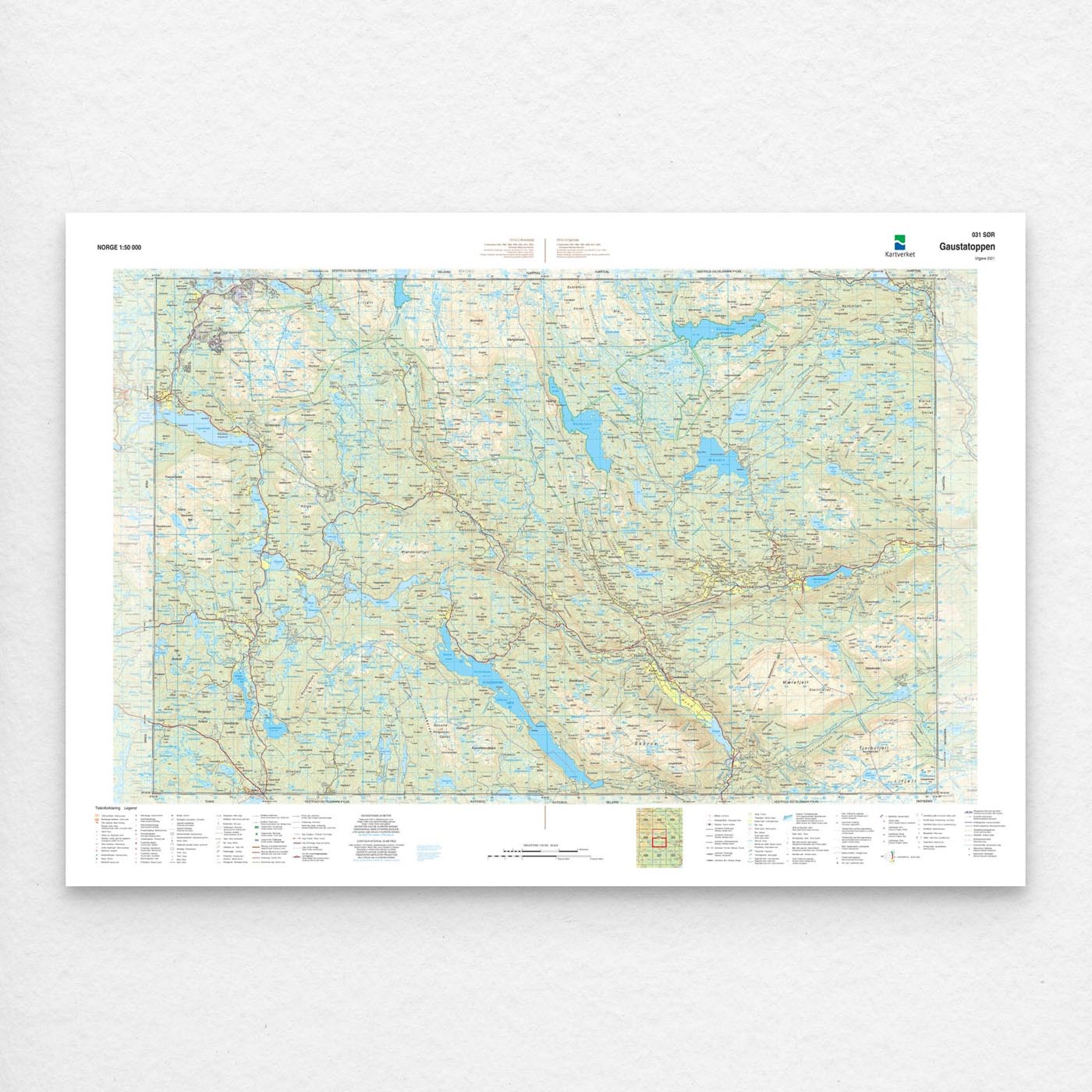 Kartverket - landkart (N50): 031S Gaustatoppen