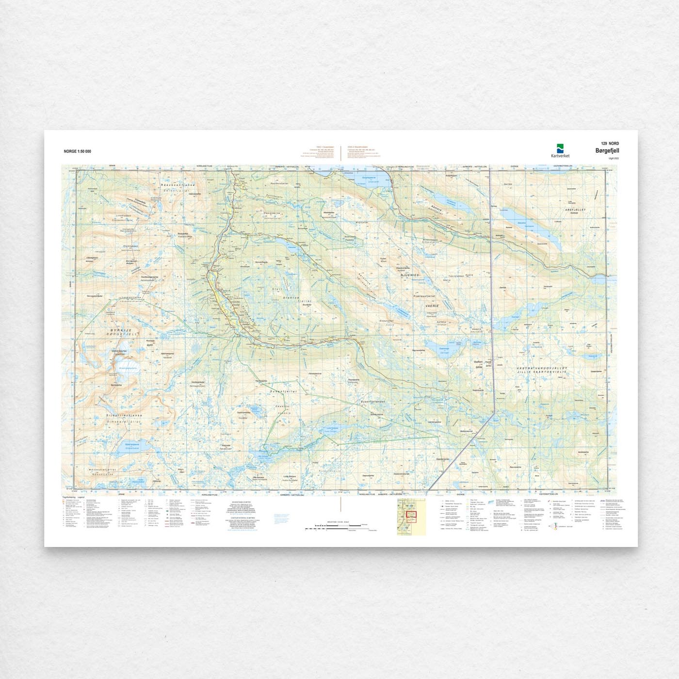 Kartverket - landkart (N50): 129N Børgefjell