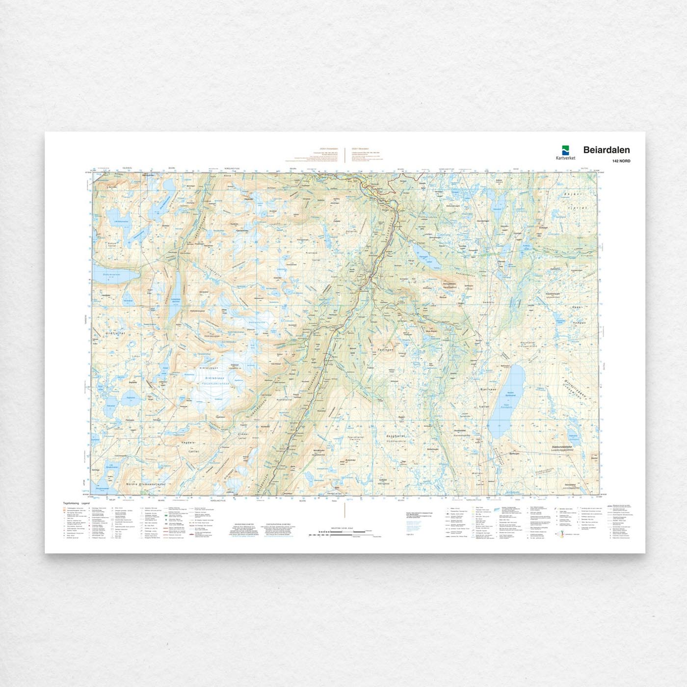 Kartverket - landkart (N50): 142N Beiardalen
