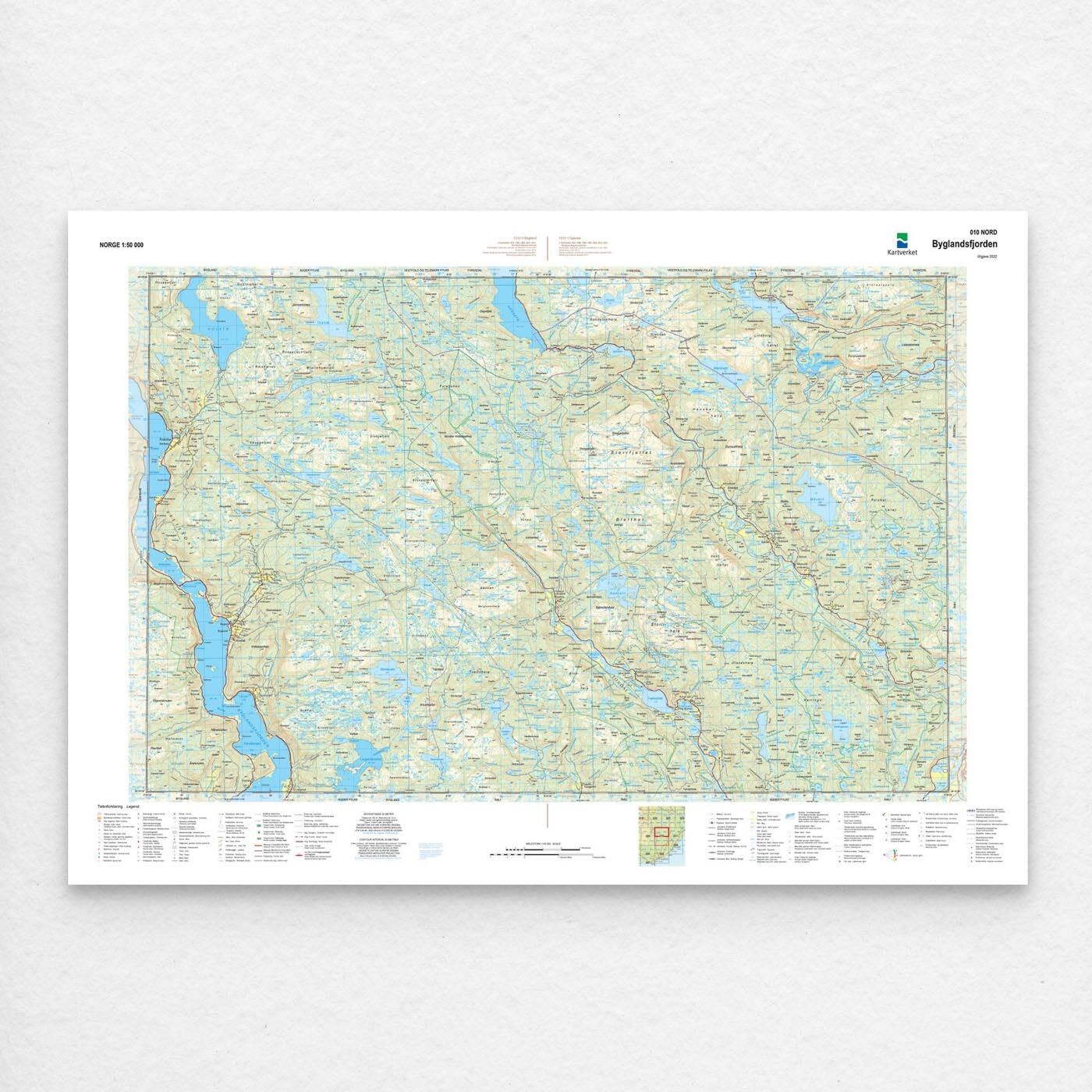 Kartverket - landkart (N50): 010N Byglandsfjorden