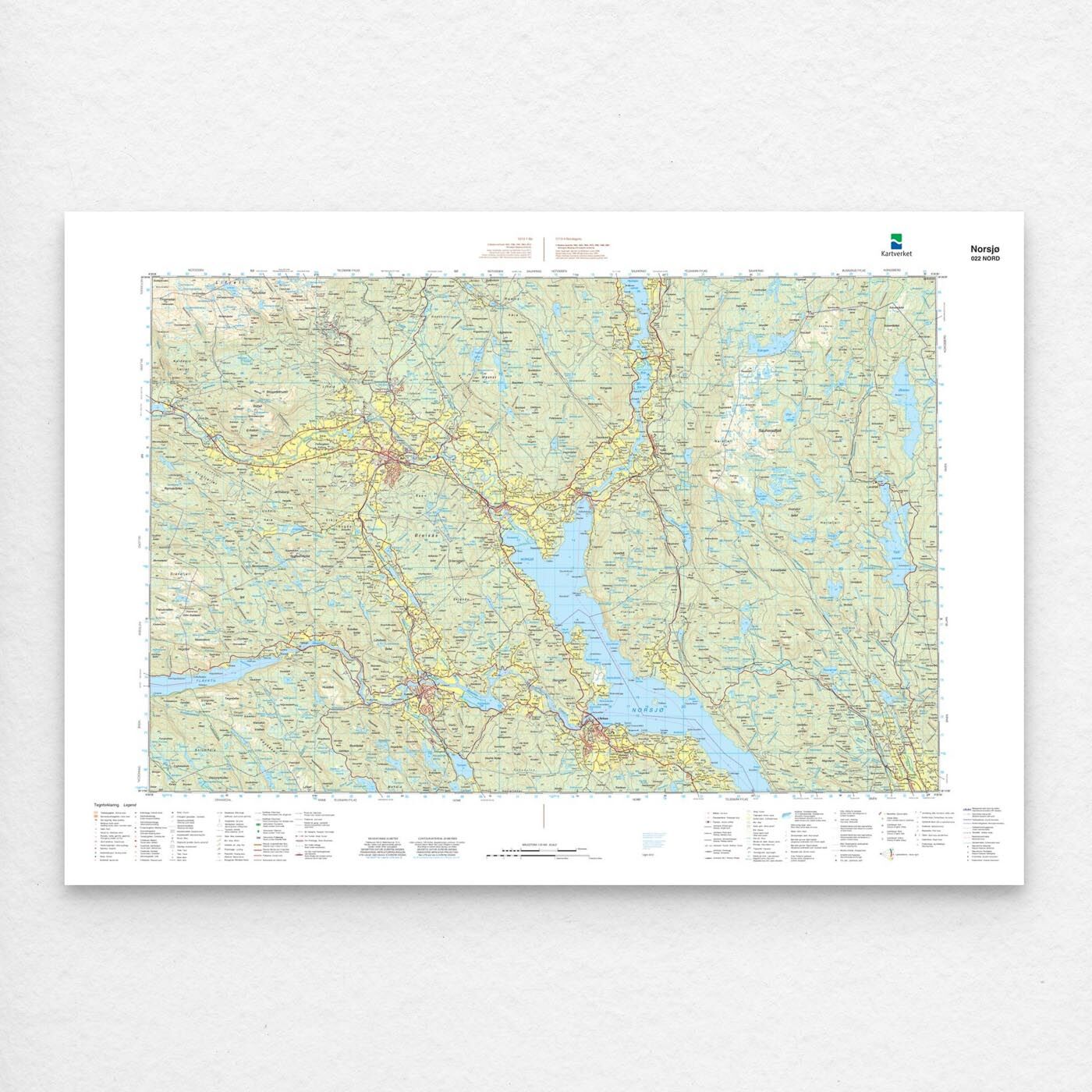 Kartverket - landkart (N50): 022N Norsjø
