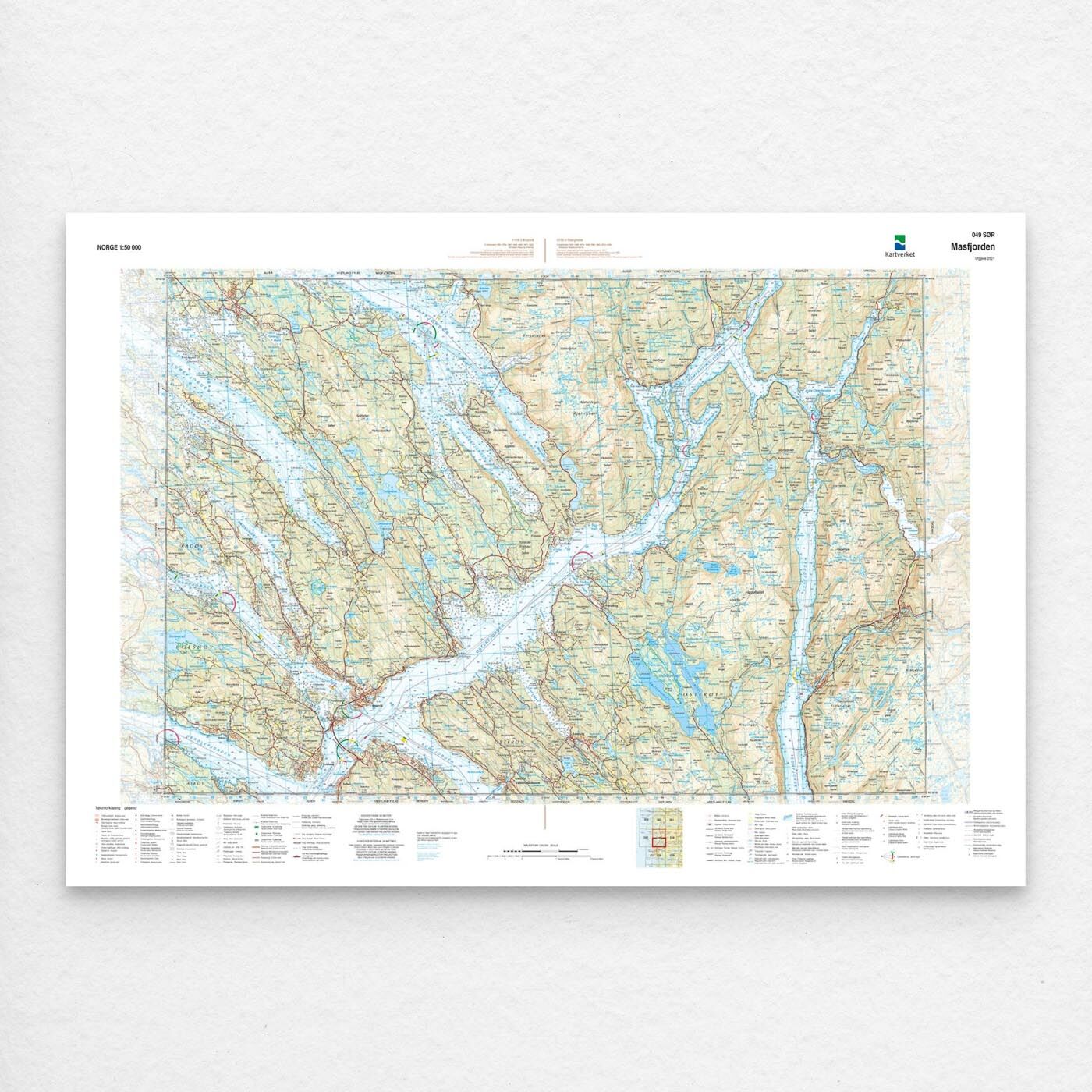 Kartverket - landkart (N50): 049S Masfjorden