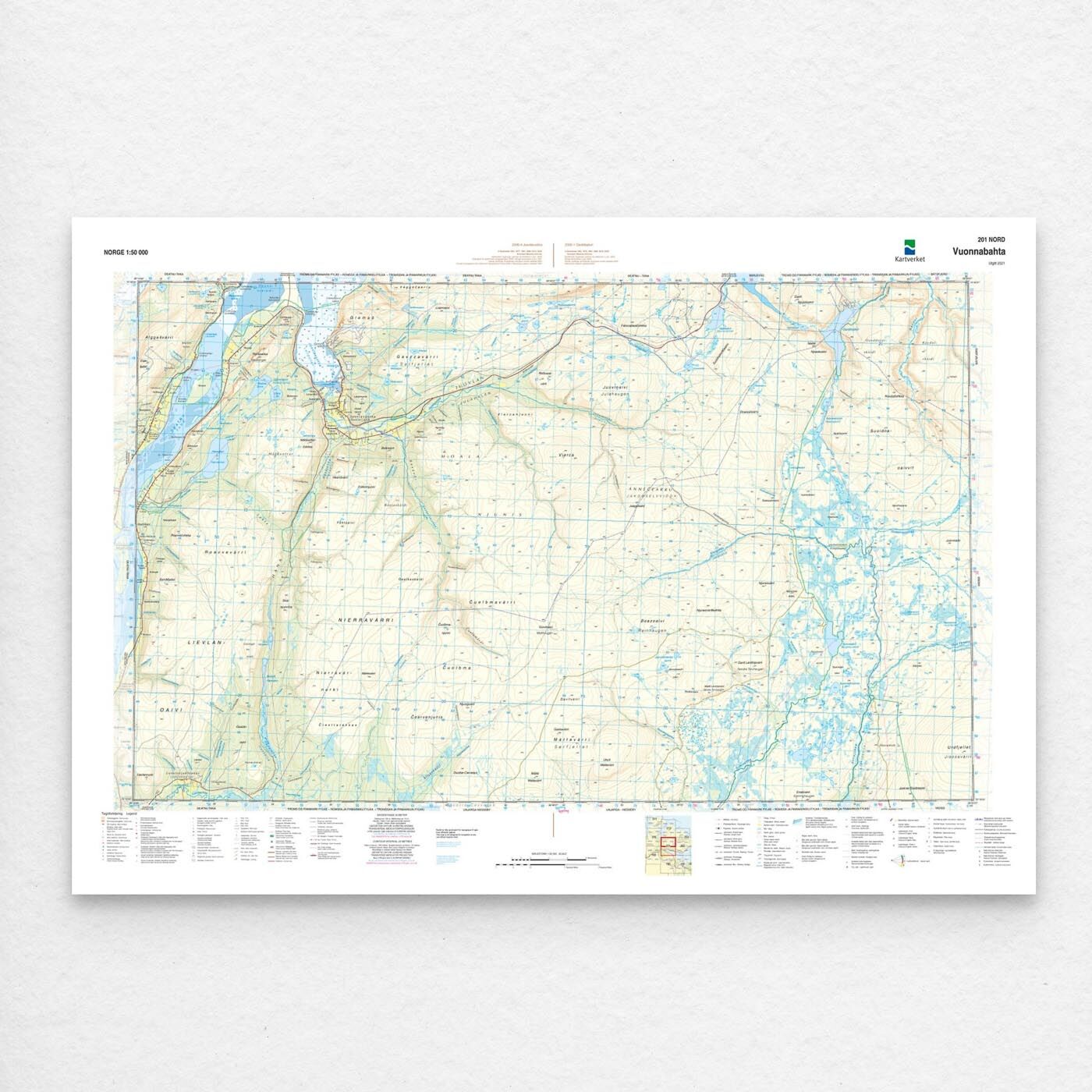 Kartverket - landkart (N50): 201N Vuonnabahta