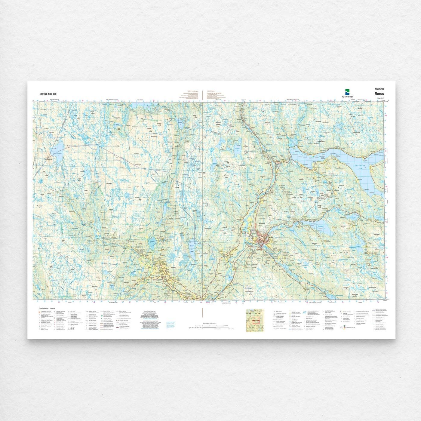Kartverket - landkart (N50): 100S Røros