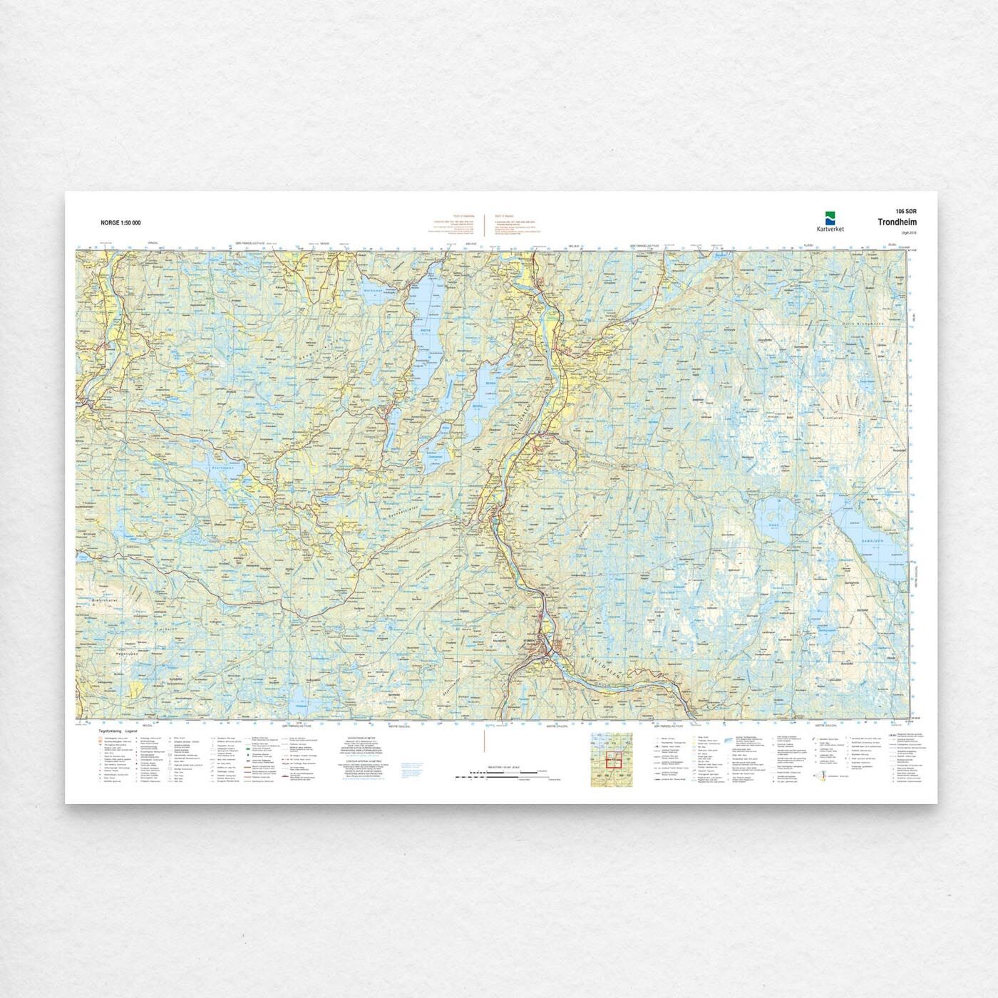 Kartverket - landkart (N50): 106S Trondheim