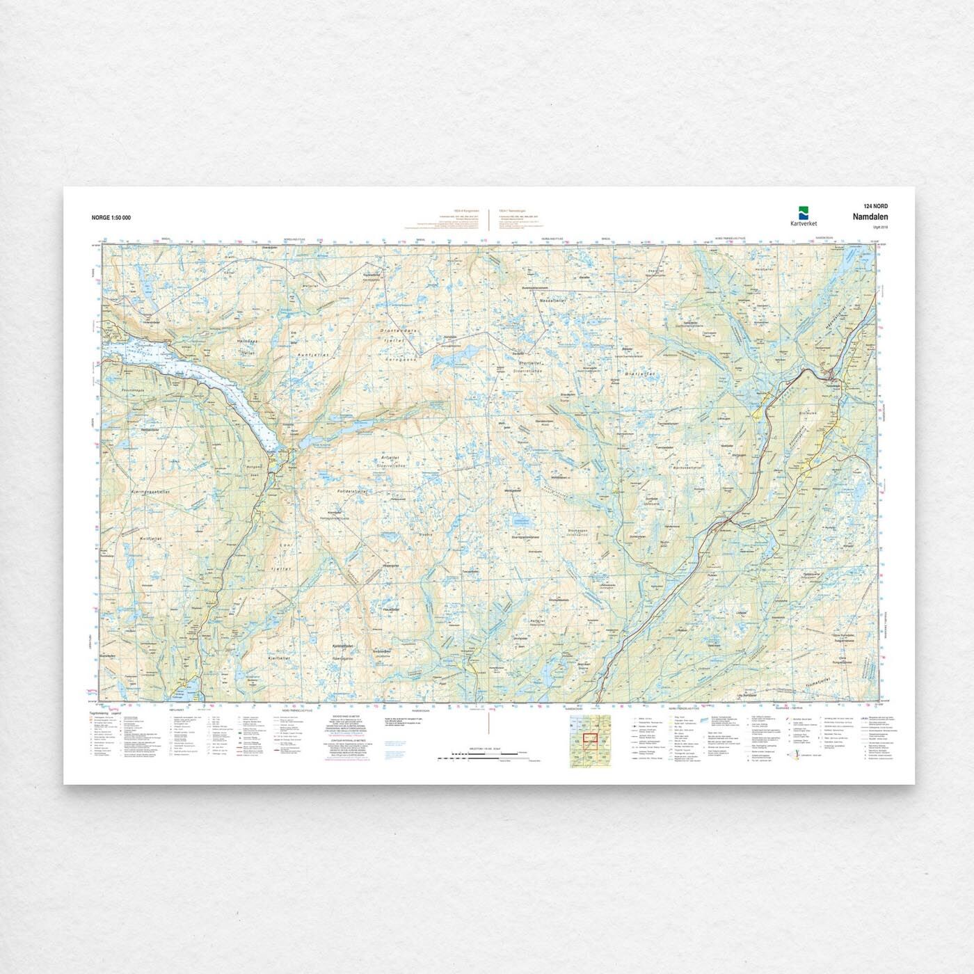 Kartverket - landkart (N50): 124N Namdalen