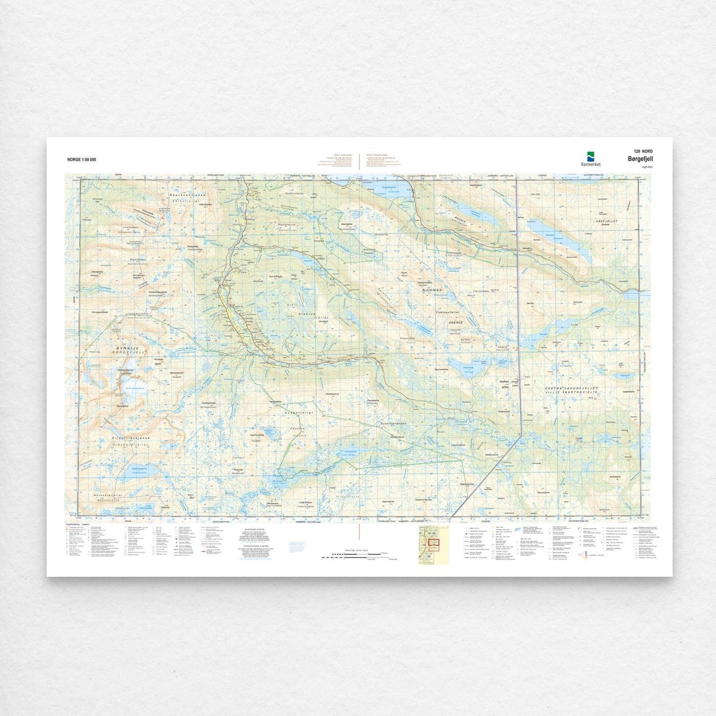 Kartverket - landkart (N50): 129N Børgefjell