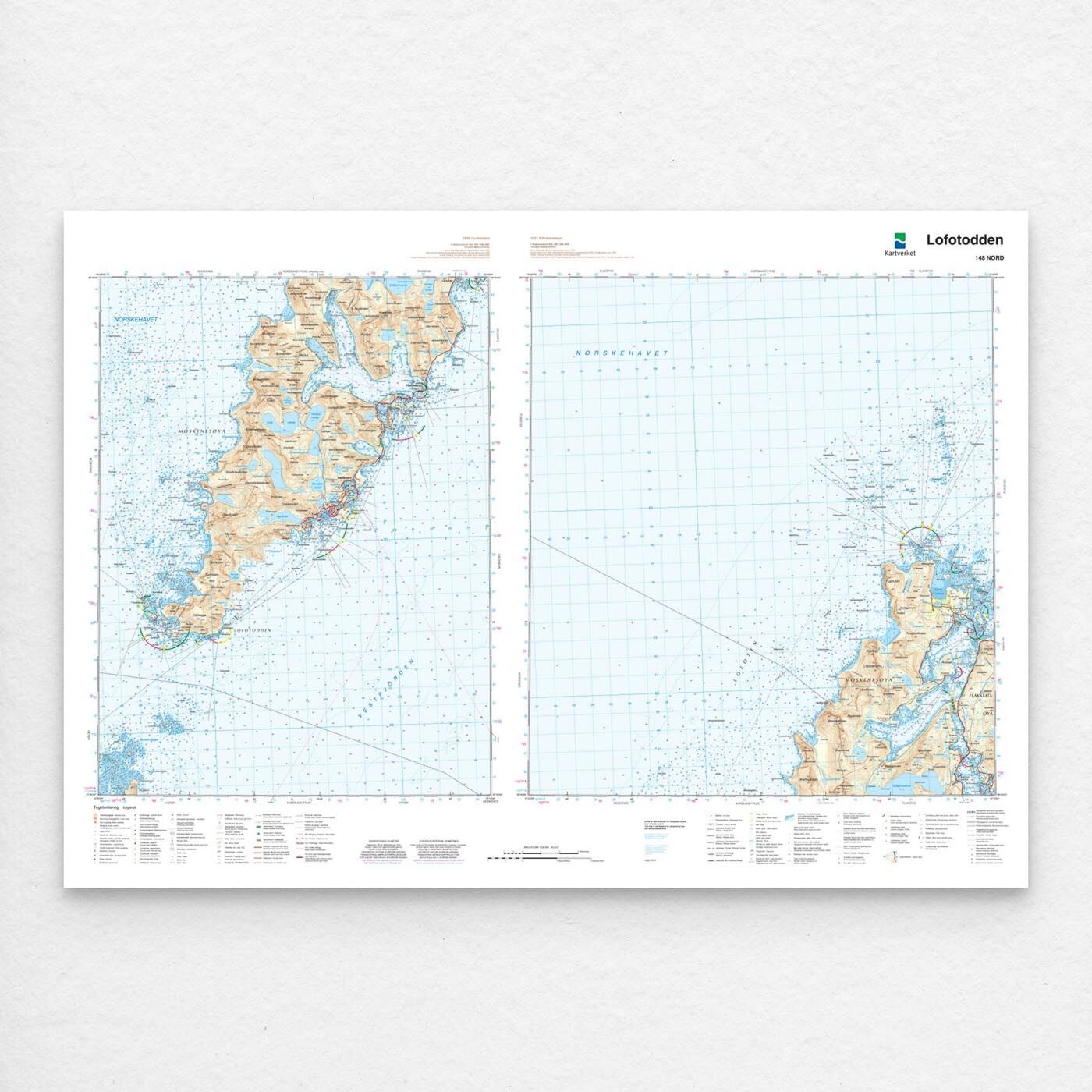 Kartverket - landkart (N50): 148N Lofotodden