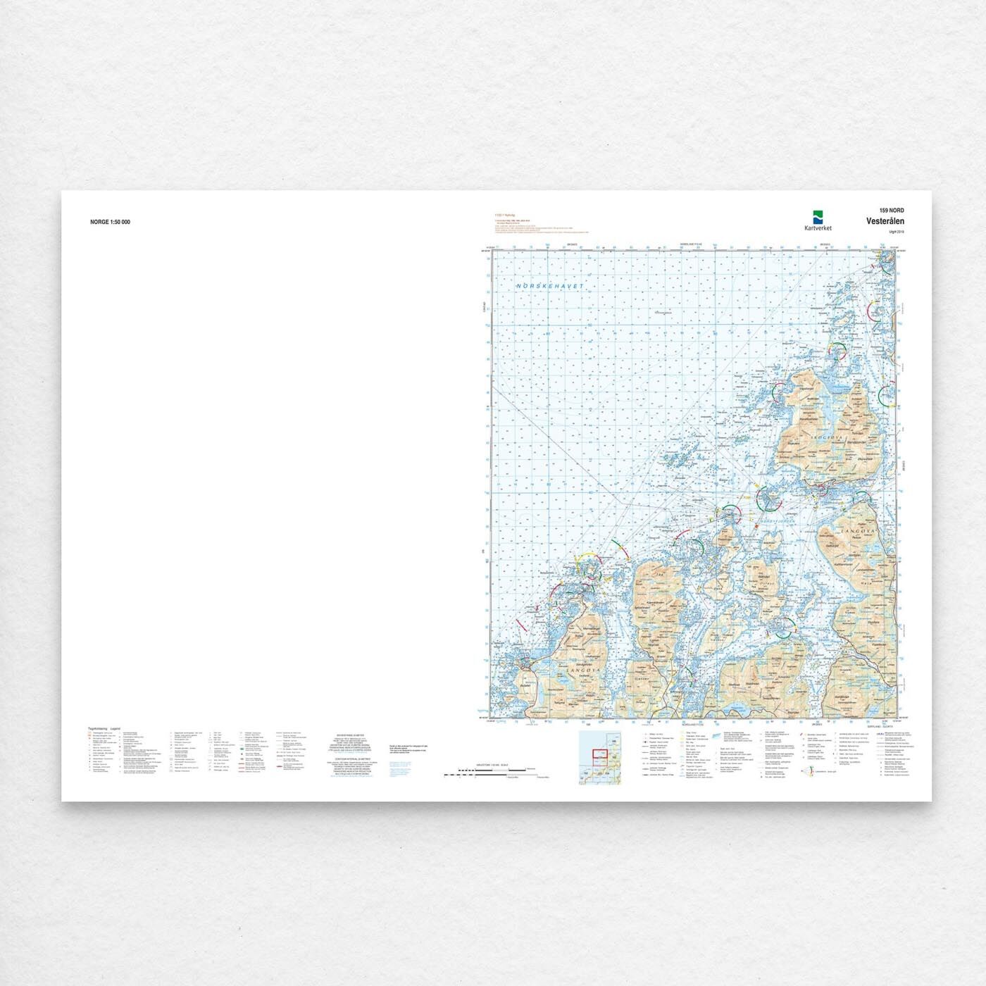 Kartverket - landkart (N50): 159N Vesterålen