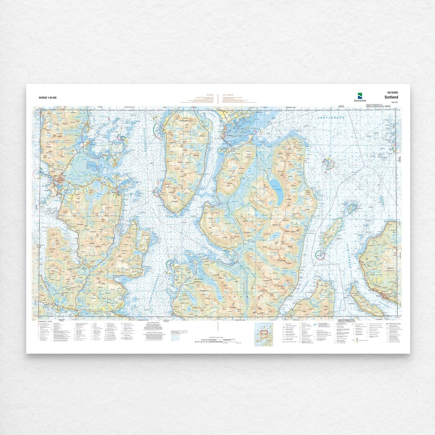 Kartverket - landkart (N50): 160N Sortland