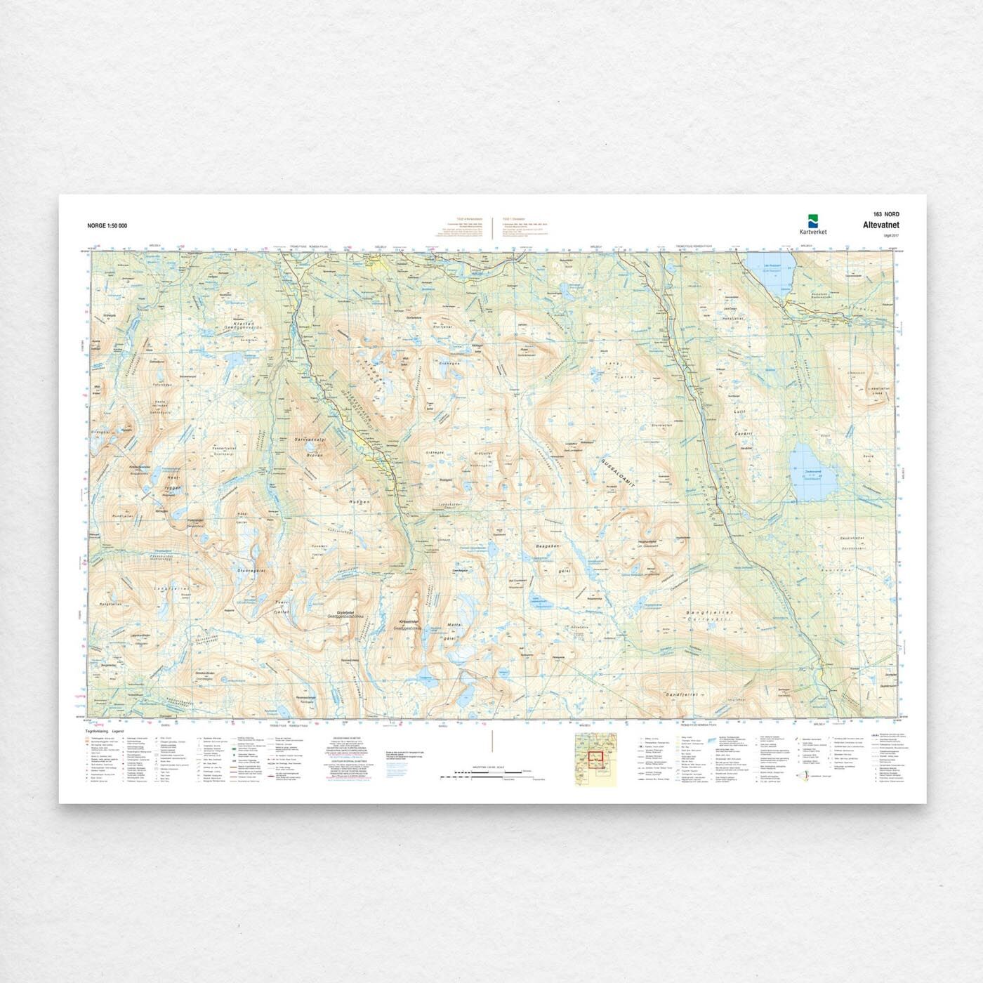 Kartverket - landkart (N50): 163N Altevatnet