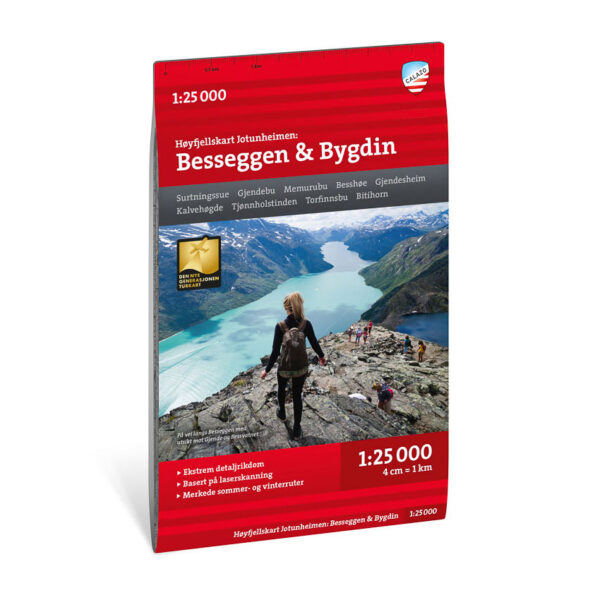 Høyfjellskart Jotunheimen: Besseggen & Bygdin 1:25.000