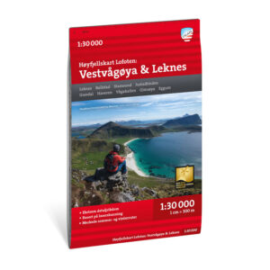 Høyfjellskart Lofoten: Vestvågøya - Leknes 1:30.000