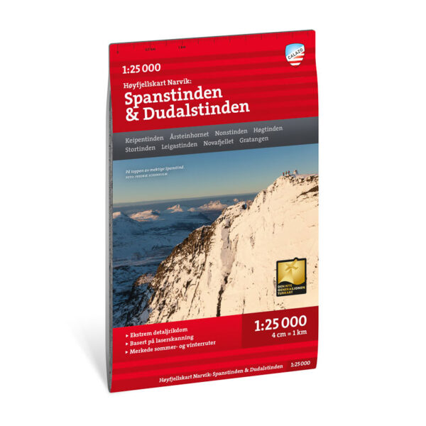 Høyfjellskart Narvik: Spanstinden & Dudalstinden 1:25.000