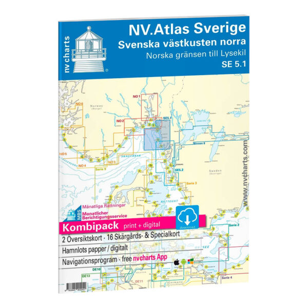NV. Atlas Sverige SE 5.1 - Svenska Västkusten Norra - Norskegrensen til Lysekil