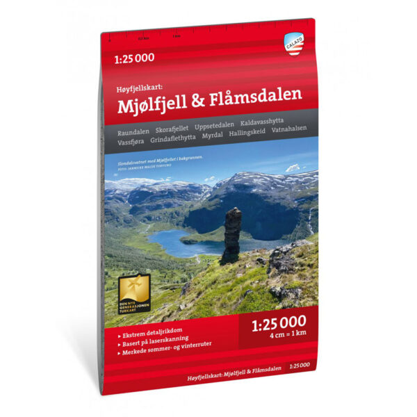 Høyfjellskart Mjølfjell & Flåmsdalen 1:25.000