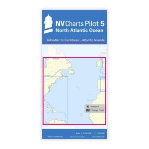 Mockup av NV Charts Pilot 5 planleggingskart for Atlanterhavet fra Gibraltar til Karibia