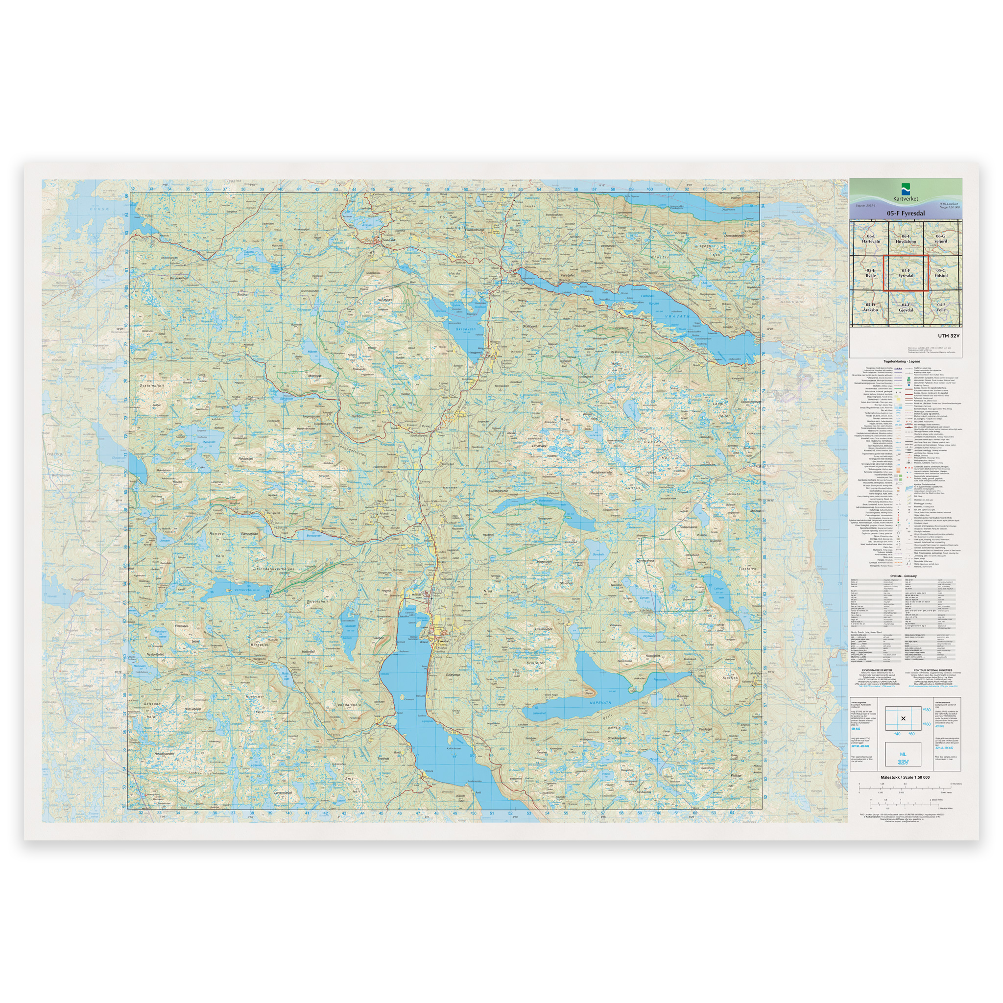 Kartverket - landkart (N50): 05-F Fyresdal