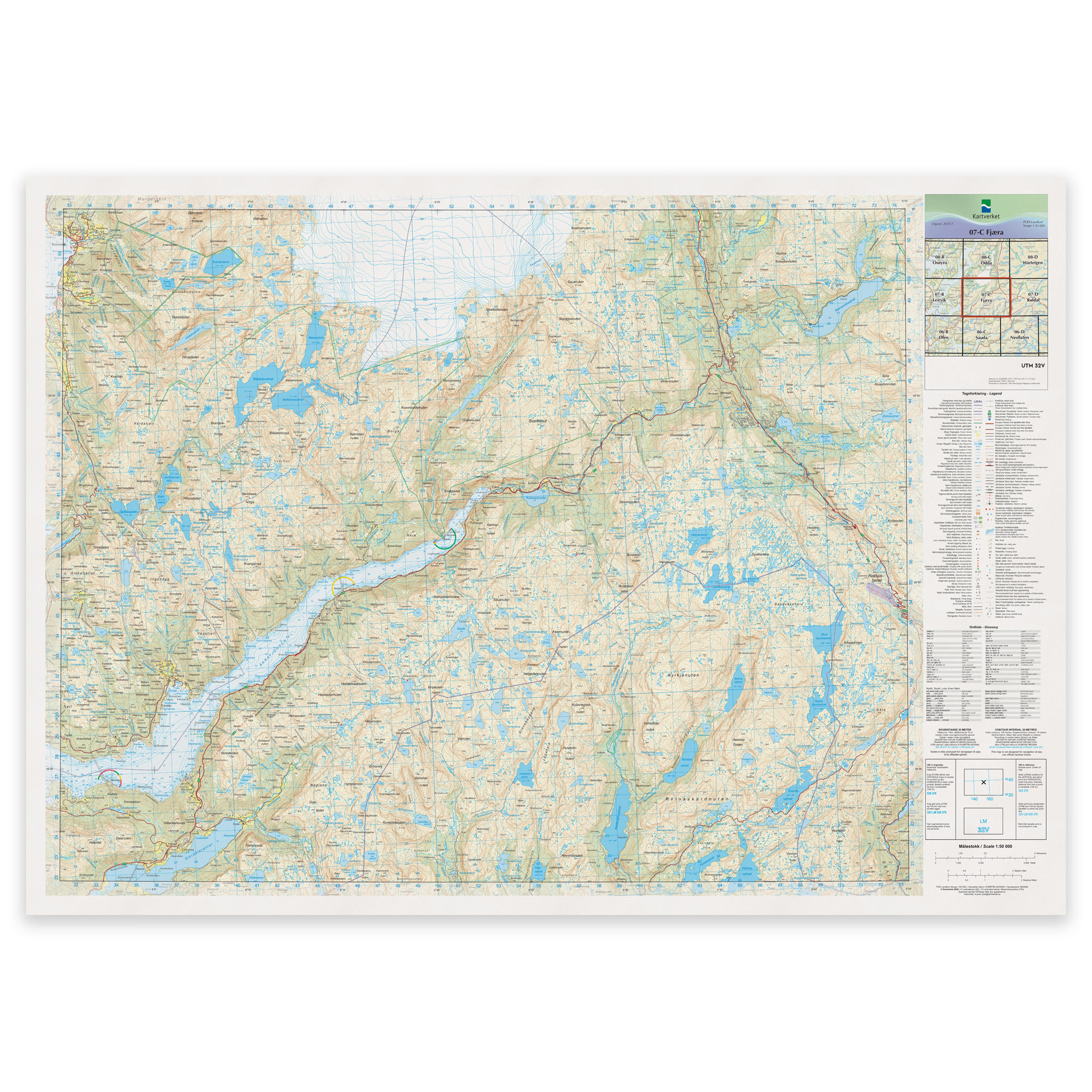 Kartverket - landkart (N50): 07-C Fjæra