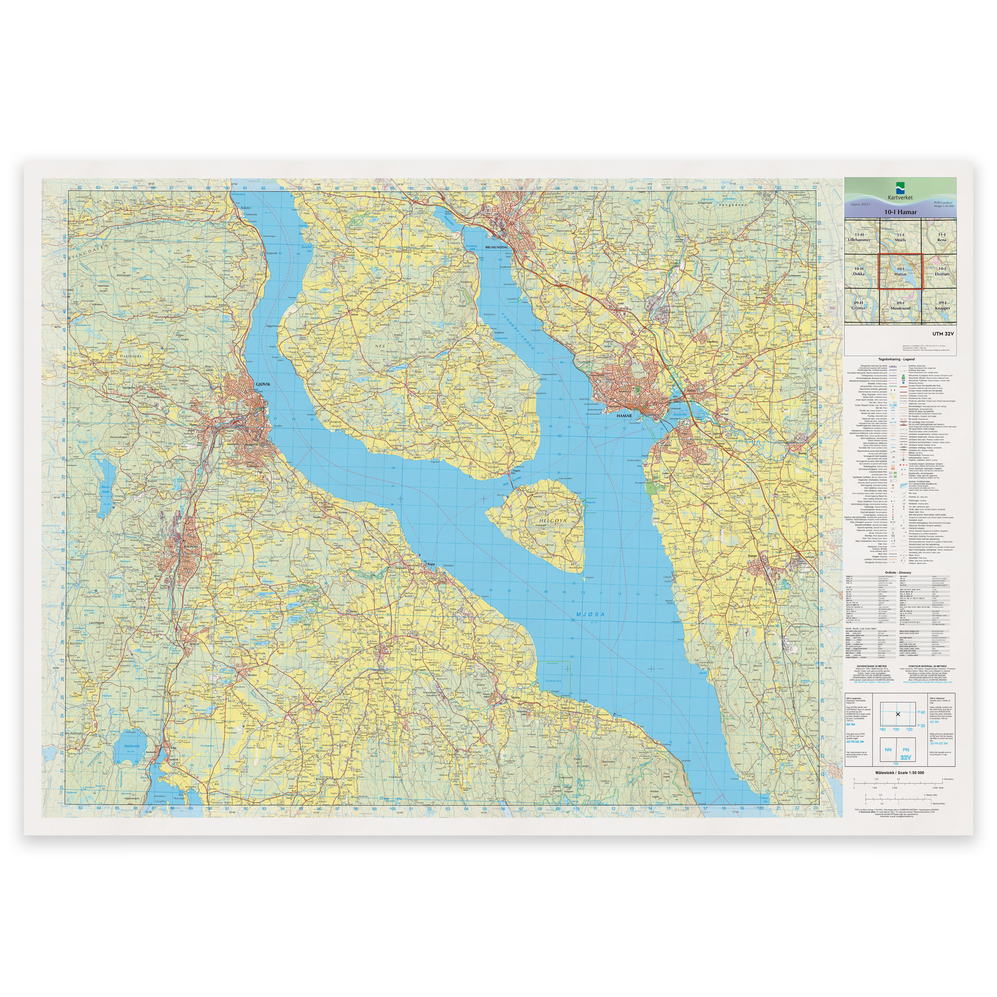 Kartverket - landkart (N50): 10-I Hamar