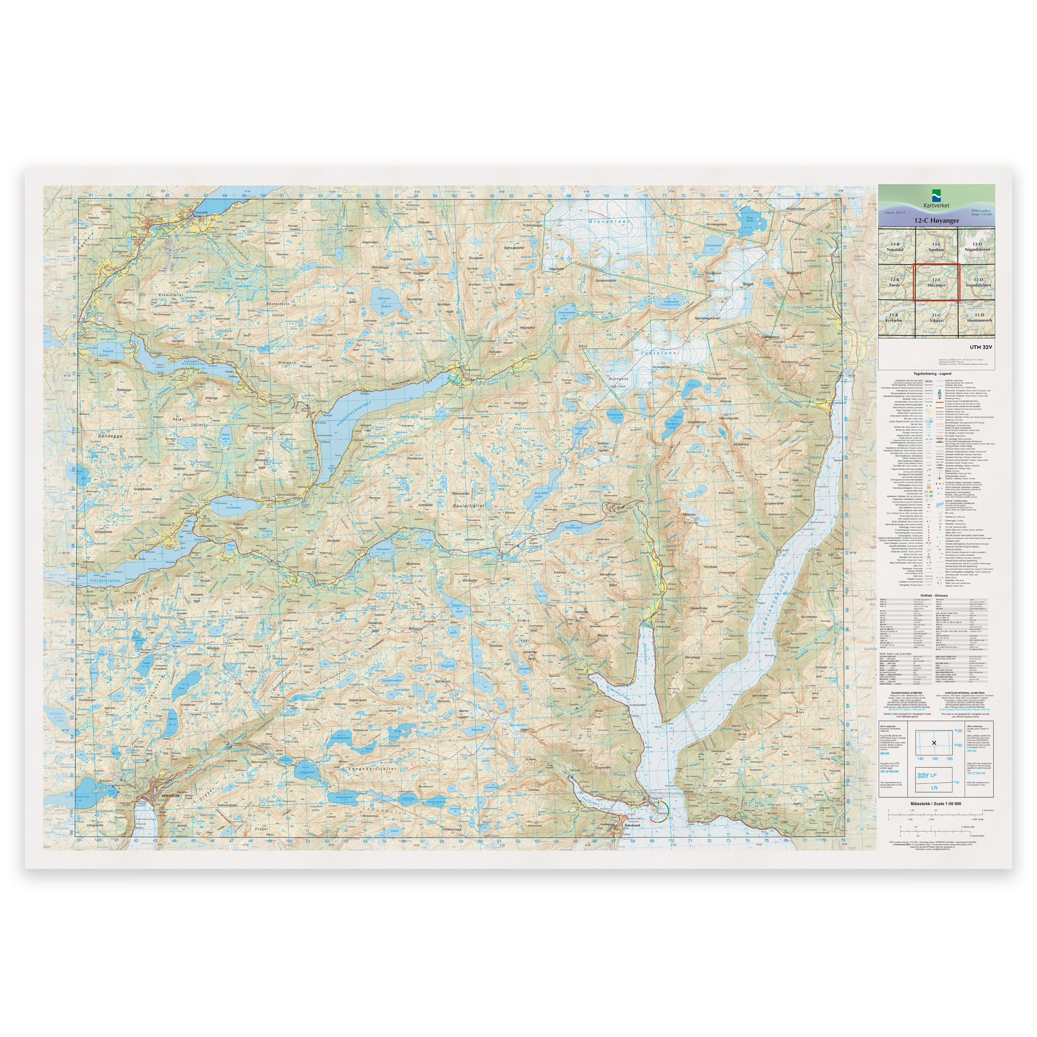 Kartverket - landkart (N50): 12-C Høyanger