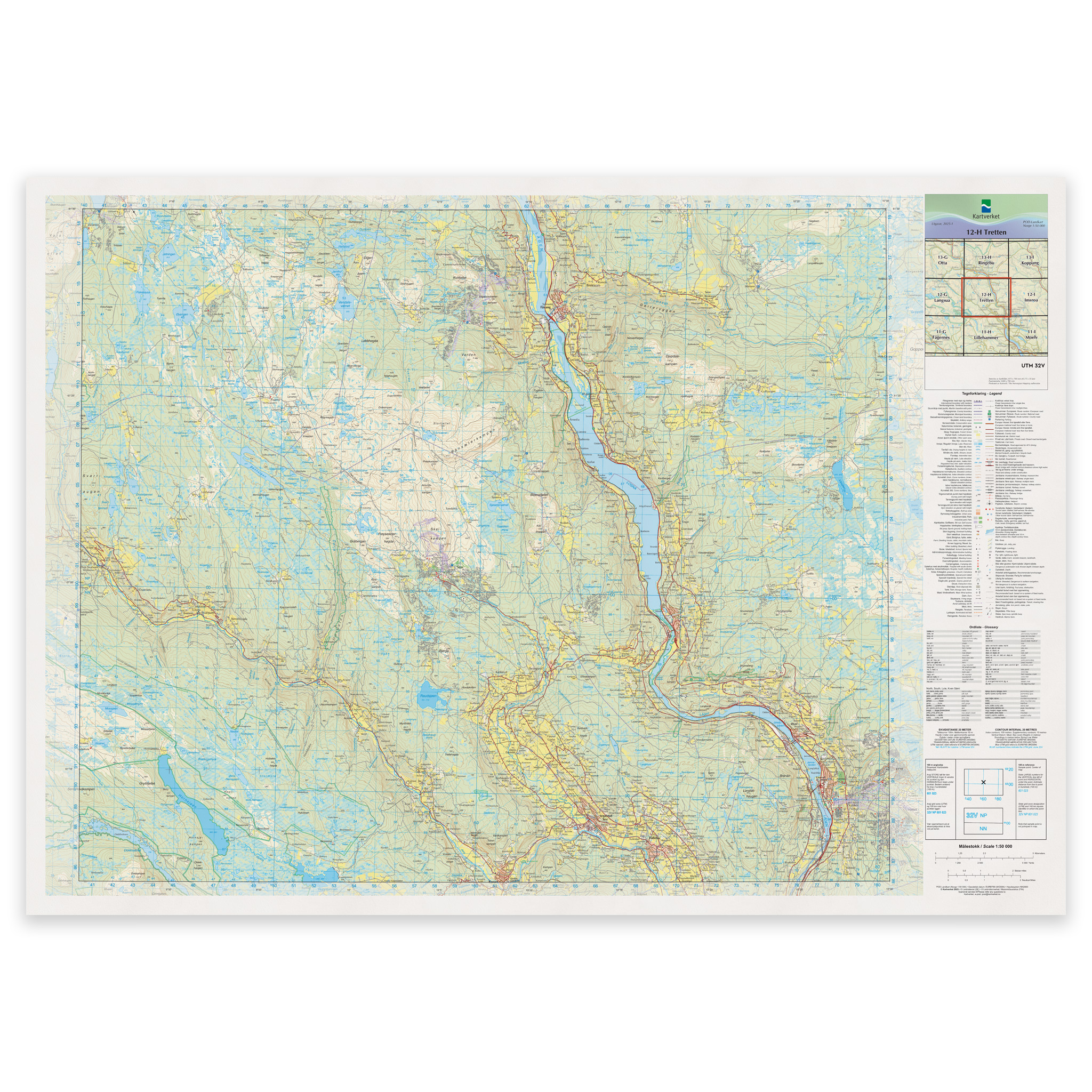 Kartverket - landkart (N50): 12-H Tretten