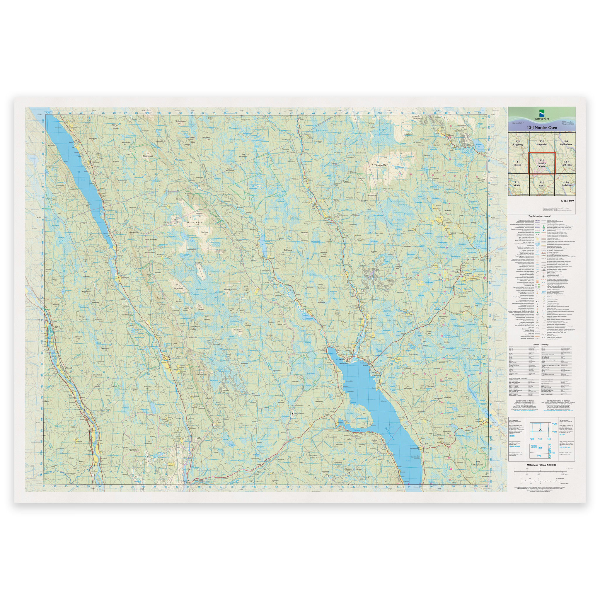 Kartverket - landkart (N50): 12-J Nordre Osen