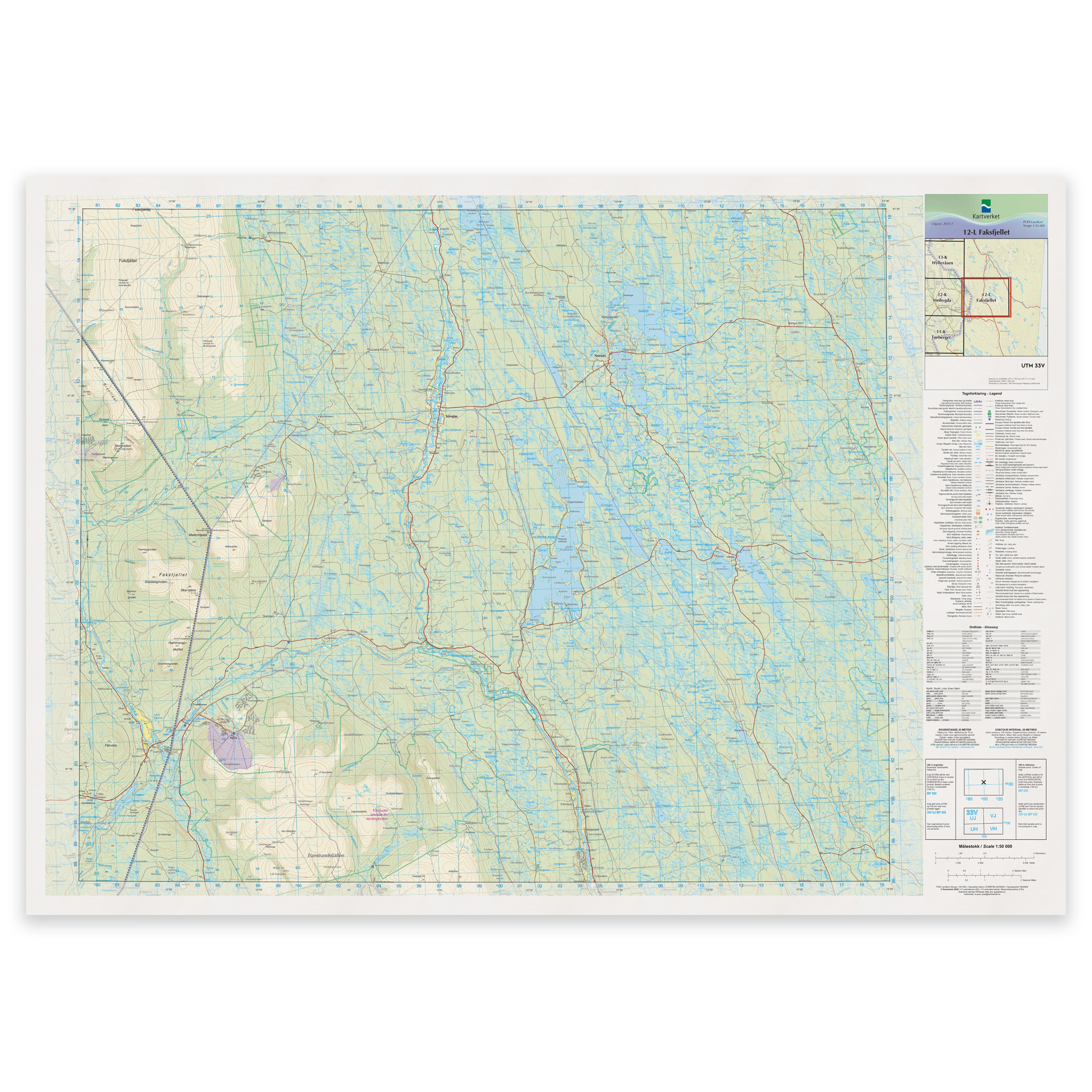 Kartverket - landkart (N50): 12-L Faksfjellet