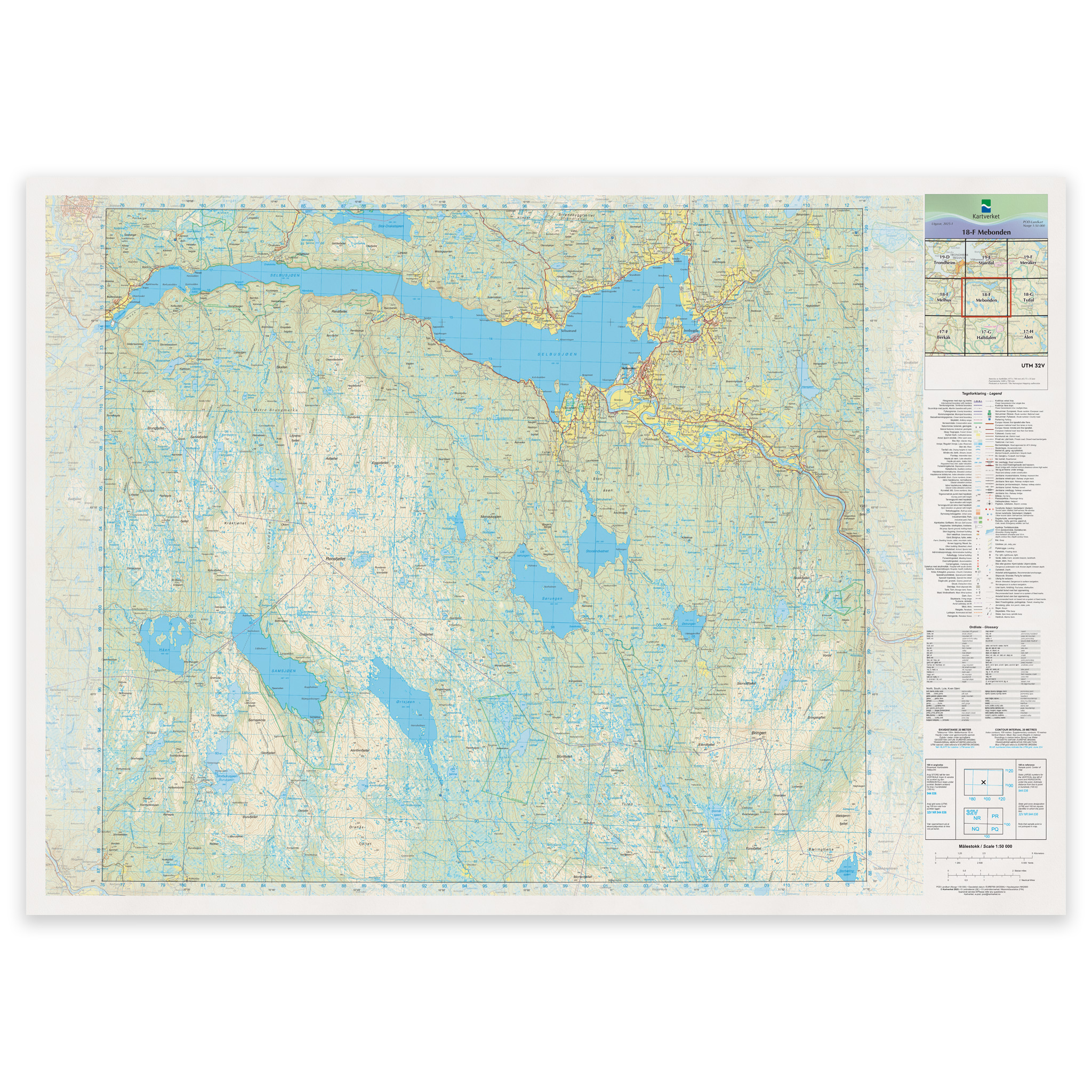 Kartverket - landkart (N50): 18-F Mebonden