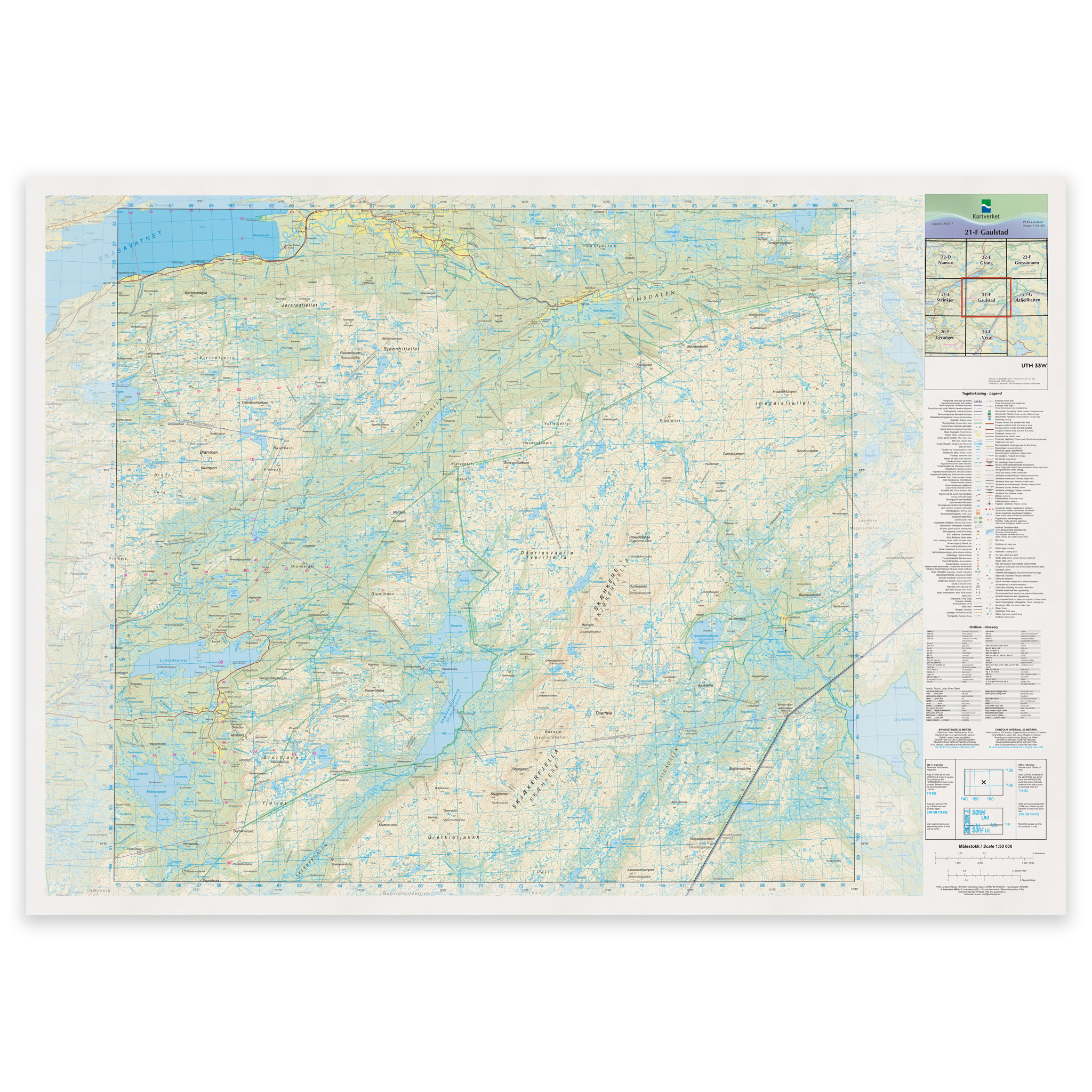 Kartverket - landkart (N50): 21-F Gaulstad