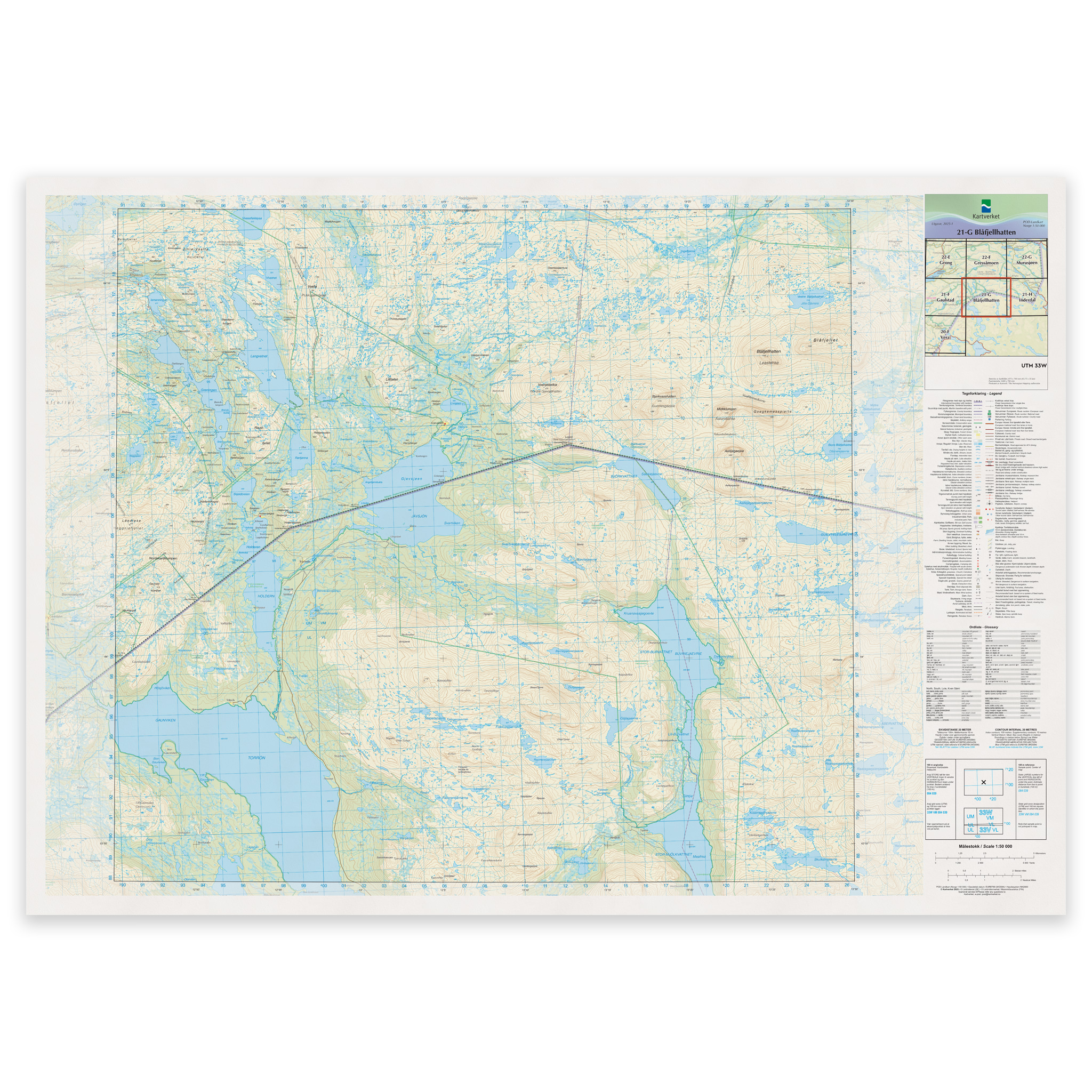 Kartverket - landkart (N50): 21-G Blåfjellhatten