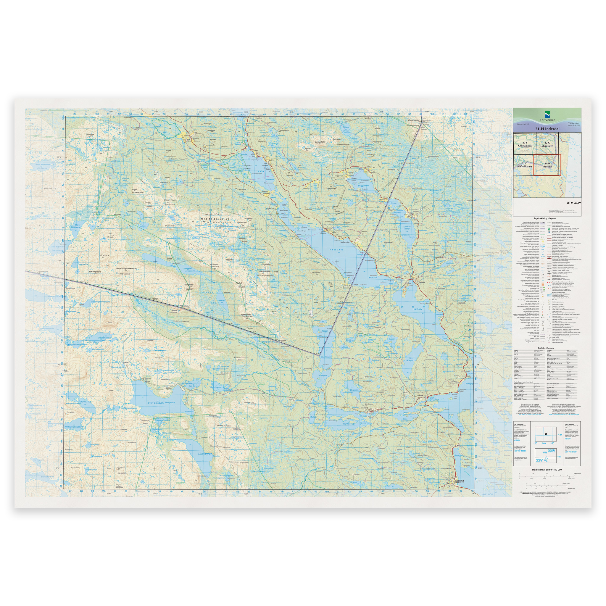 Kartverket - landkart (N50): 21-H Inderdal