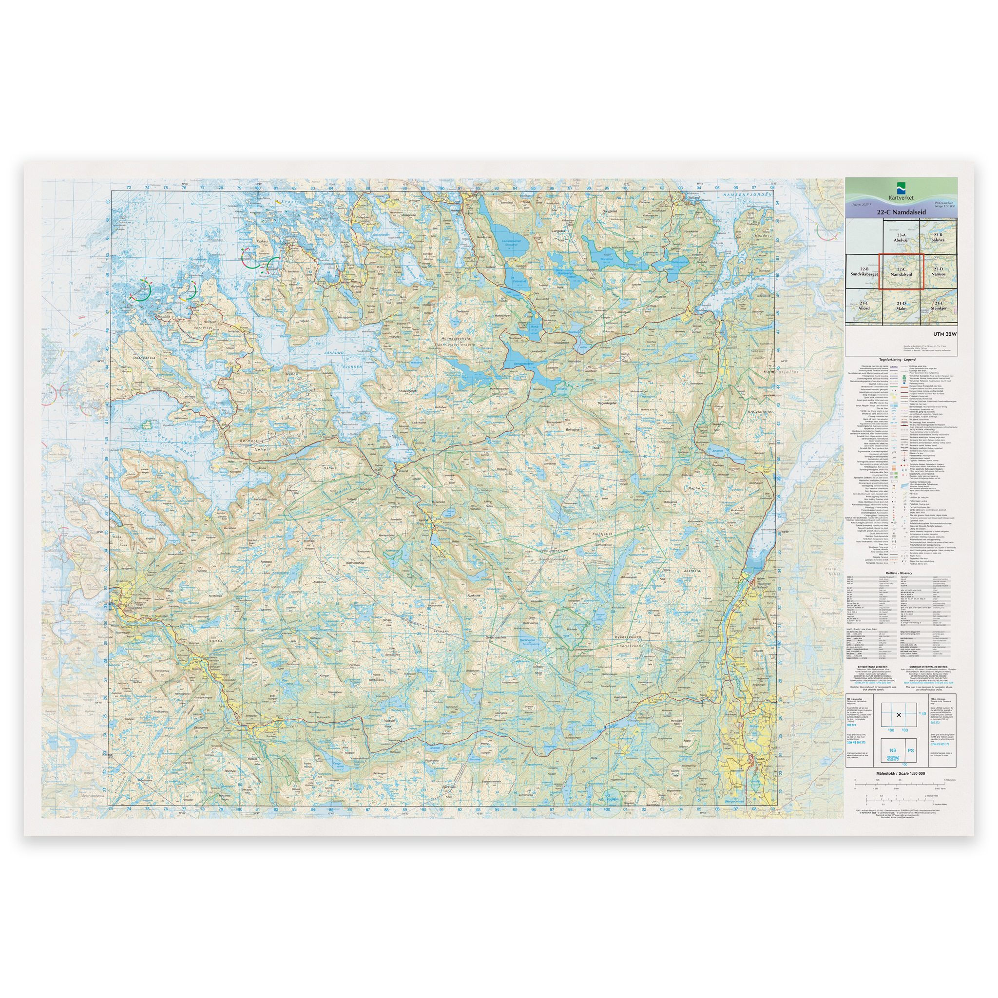 Kartverket - landkart (N50): 22-C Namdalseid