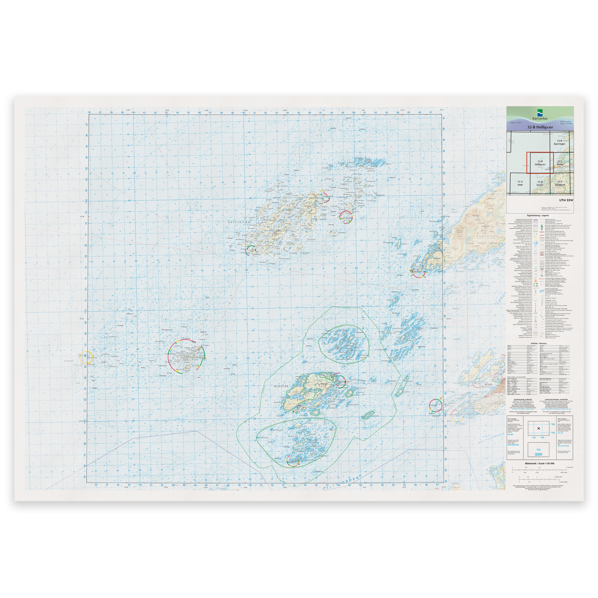 Kartverket - landkart (N50): 32-B Helligvær