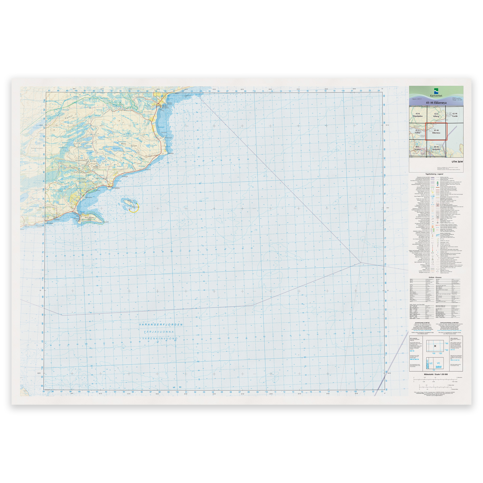 Kartverket - landkart (N50): 41-M Ekkerøya